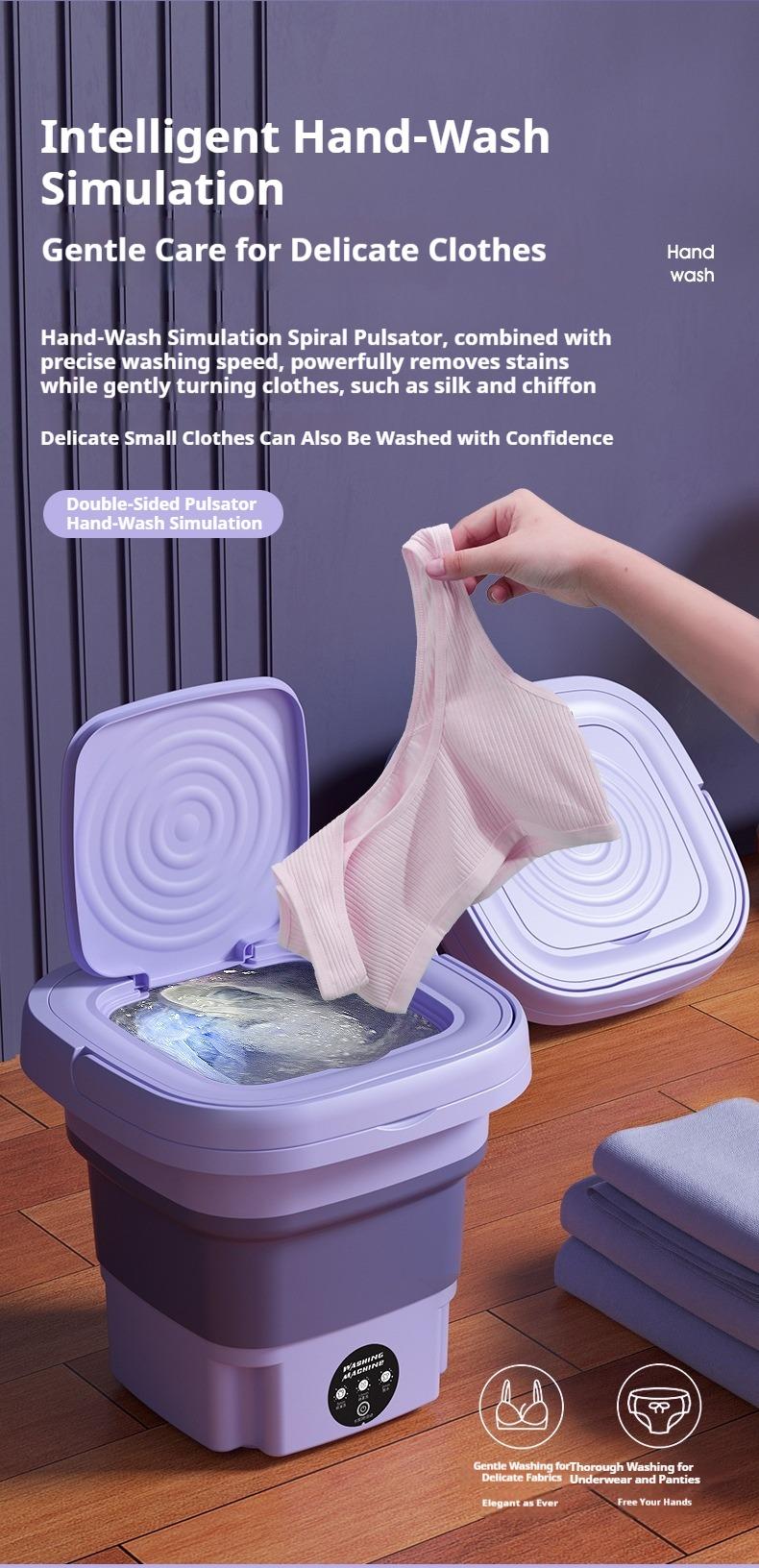 Portable Washing Machine, 8L Foldable Mini Washing Machine Bucket Washer with Water Tube Deep Wash and Spin Dry Washer for Dorm, Camping, RV Travel Laundry Portable Washing Machine, 8L Foldable Mini Washing Machine Bucket Washer with Water Tube Deep Wash and Spin Dry Washer for Dorm, Camping, RV Travel Laundry