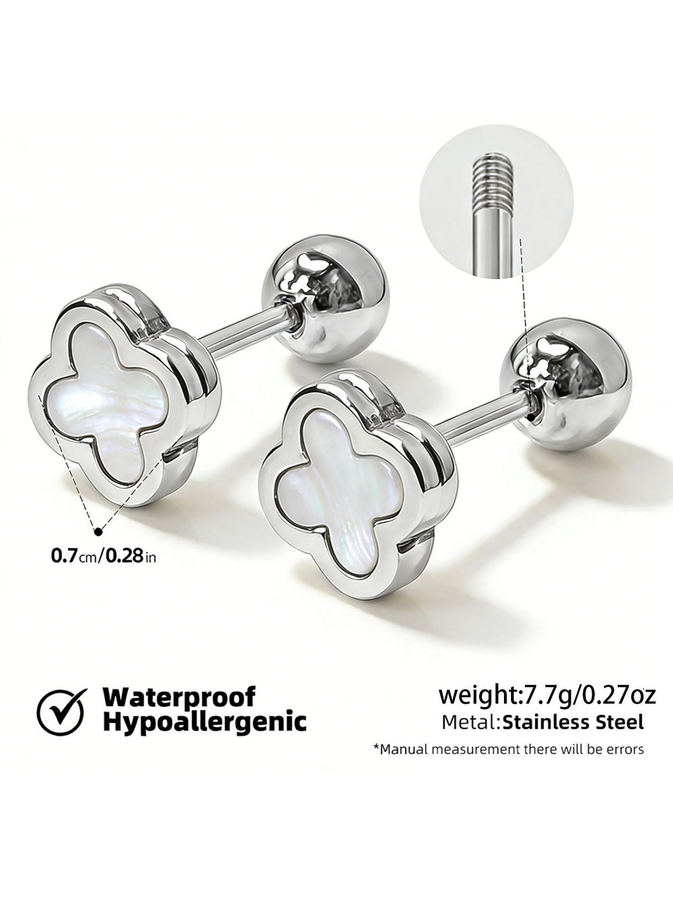 18k Gold Plated Stainless Steel Earrings for Women, Simple Flower Design, Hypoallergenic and Waterproof, Daily Wear Screw-On Studs