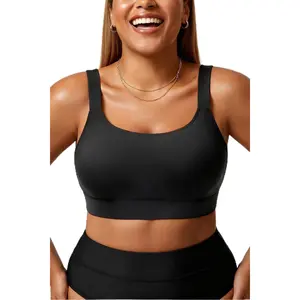 Daci Women Plus Size Sports Bra Bikini Top Only Push Up Scoop Neck Bathing Suit Top Full Coverage Swimsuit Top for Large Bust  SwimWeek  summervibes