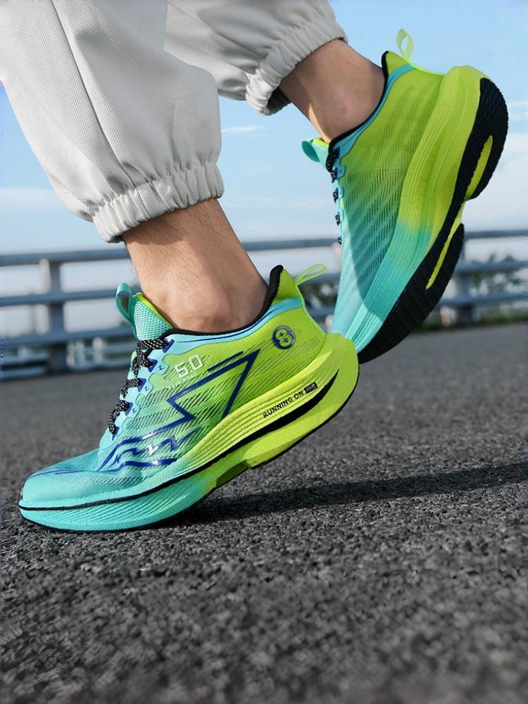 Unisex Black-Blue "5.0" Mesh Running Shoes: Full Palm Shock-Absorbing + Breathable Flyknit, Professional Marathon Sneakers