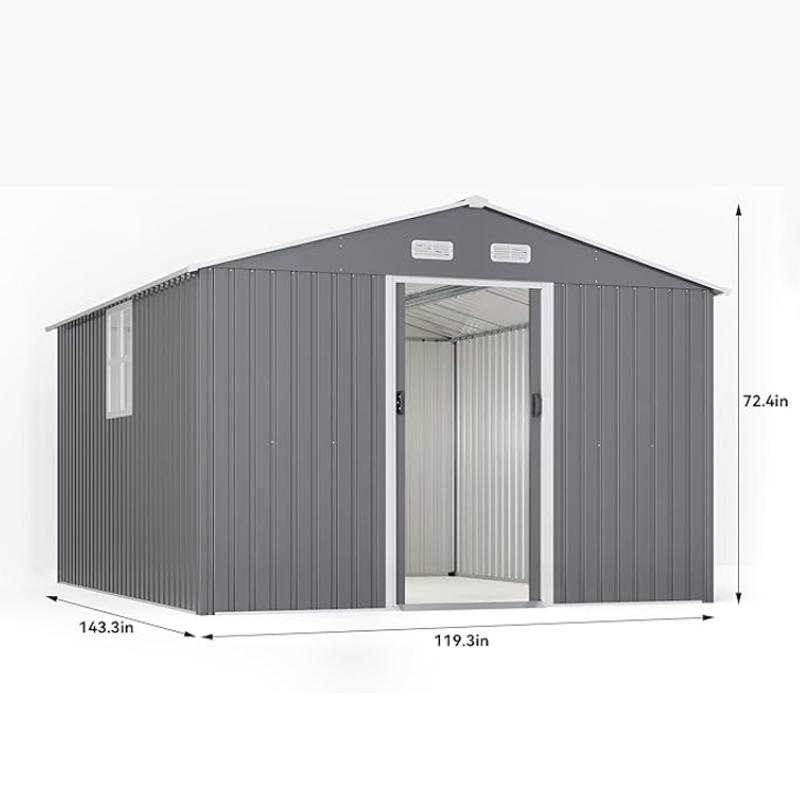 [2/3 packages delivery] Kullavik Outdoor Storage Shed 10“×8”, Waterproof Metal Tool Shed with Door,Ramp Plate for Outside,Garden,Backyard,Patio