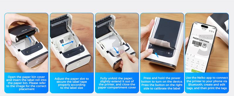 PM220 Label Printer with tape,Portable Thermal Printer,Bluethooth Label Printer,for Address, Logo, Clothing, Mailing, Sticker Printer for Phones & PC