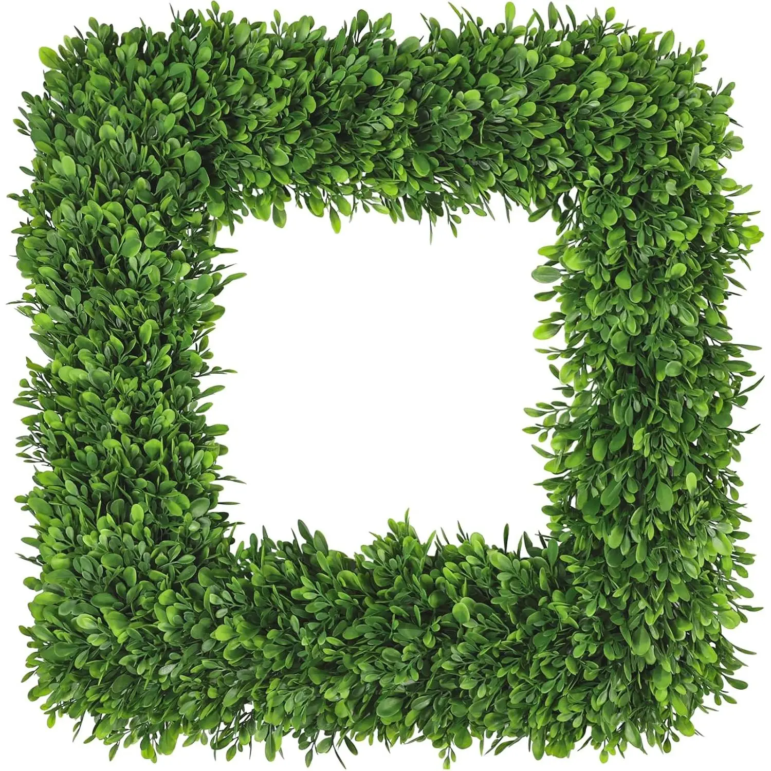 20 Inch Realistic Boxwood Wreath, Spring Wreaths for Front Door | Green Square Boxwood Wreath for Year-Round Decor, Artificial Summer Wreaths for Wedding  Indoor/Outdoor Porch Decor