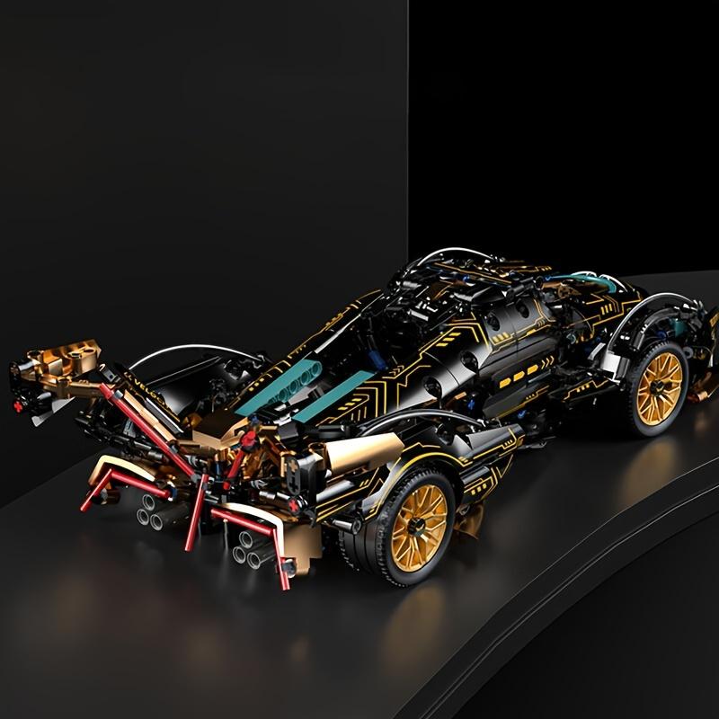 1251pcs Creative Gold Concept Supercar Model, 1:14 Series Building Blocks, Medium Difficulty Mechanical Set, Perfect Gift for Holidays and Birthdays