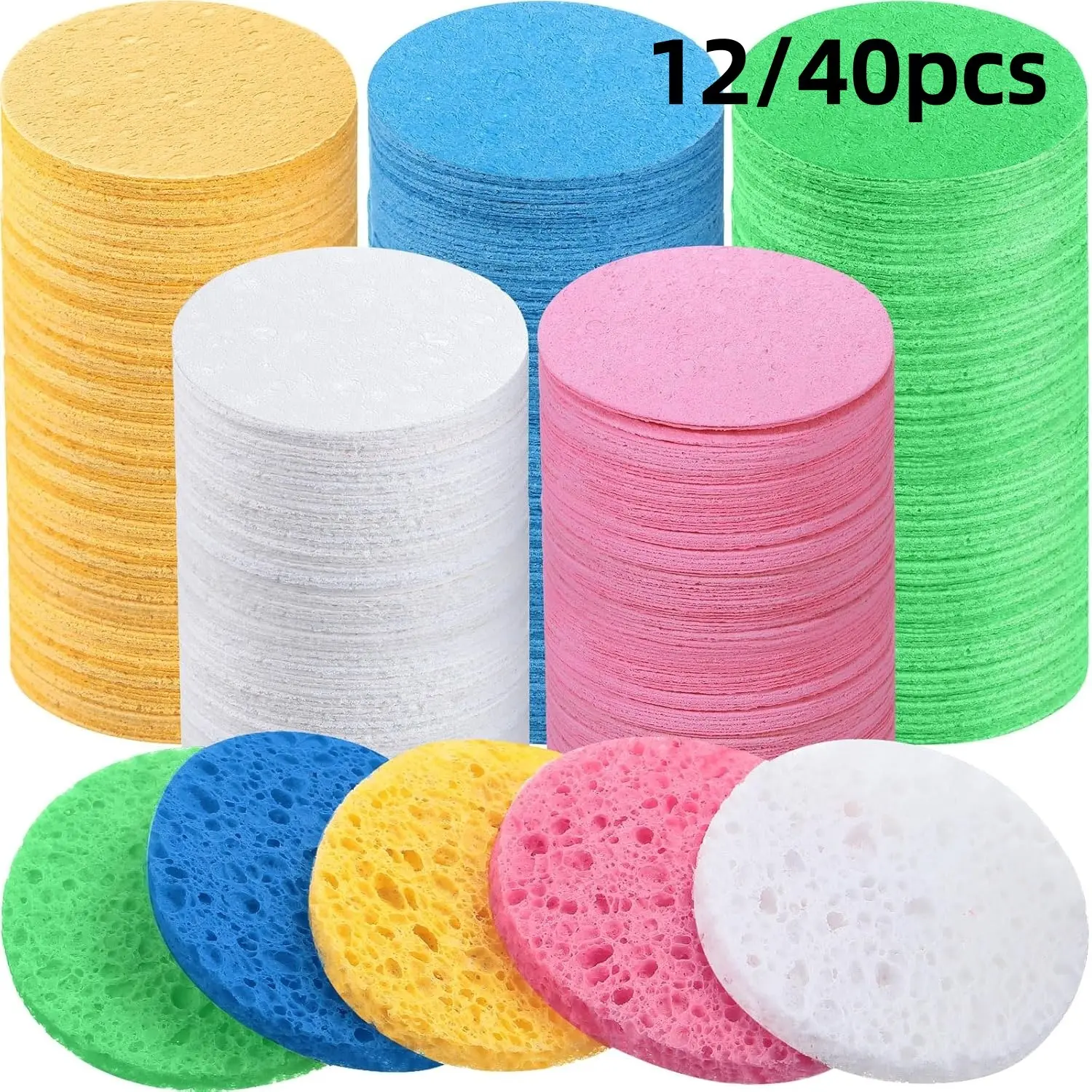 Compressed Facial Sponge, 12/40pcs Disposable Facial Exfoliating Pad, Makeup Remover Pads, Facial Skin Care Tool for Cosmetologists, Makeup Kit #GLOBAL PICKS