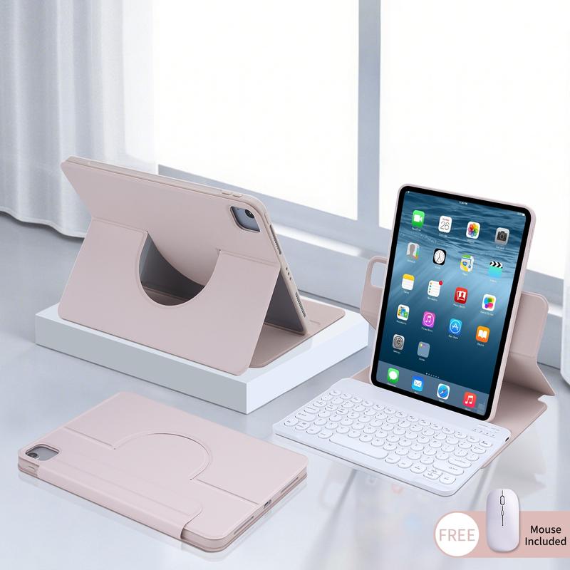 SPALLO Magnetic Spanish Ñ Keyboard Case for iPad A16 11th, 10th Generation, Compatible with iPad Pro M5 2025 & iPad Air 7th 2024, 6th, 5th, 4th Gen - 360 Rotatable Detachable Portable Keyboard - Backlit Wireless Español Keyboard Case with Mouse