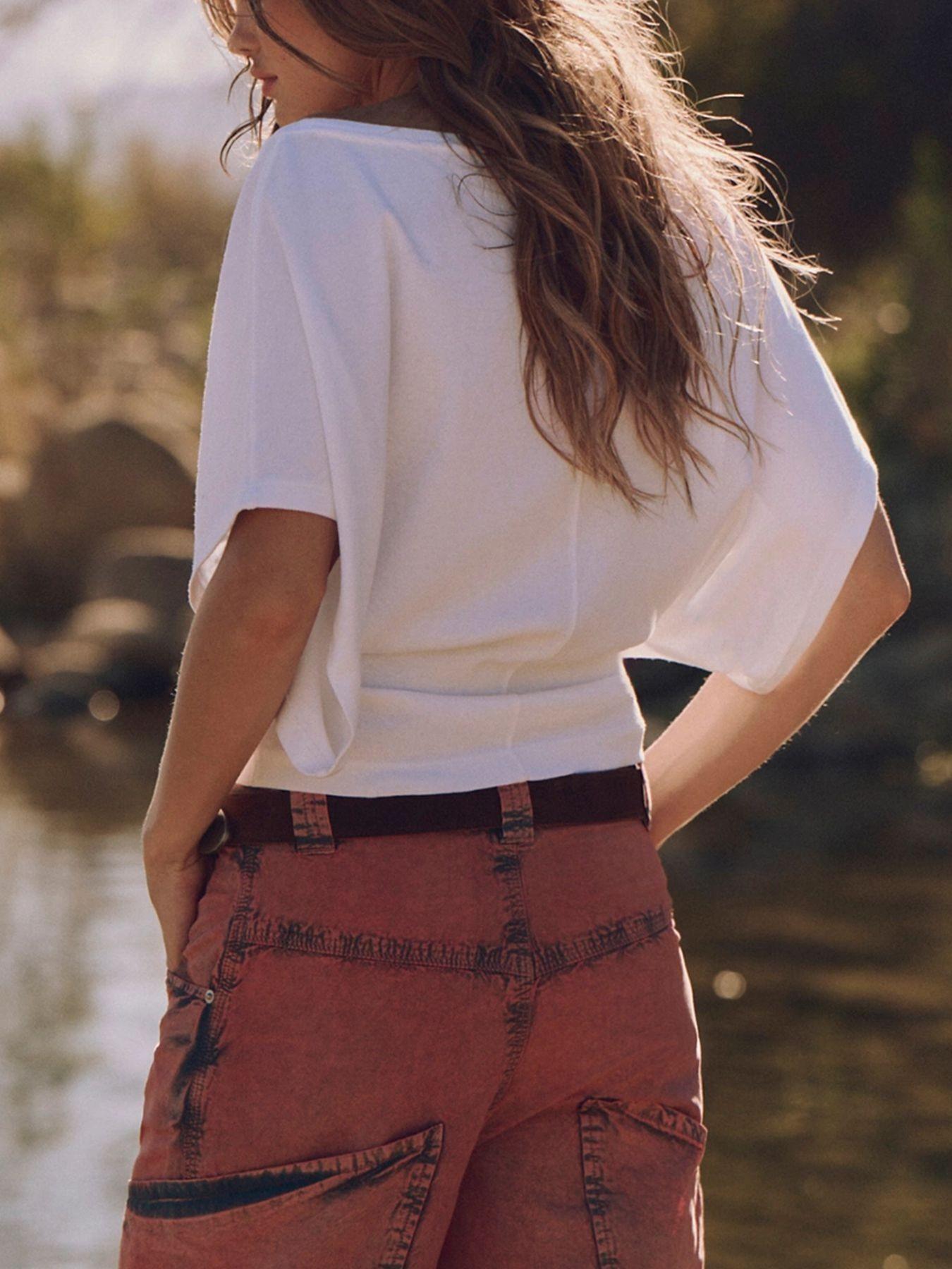 Women's Summer New Batwing Sleeve Waist Cinched Fit Top, Fashion Y2K Boat Neck Knit Sweater, Versatile Daily Wear Basic Tee