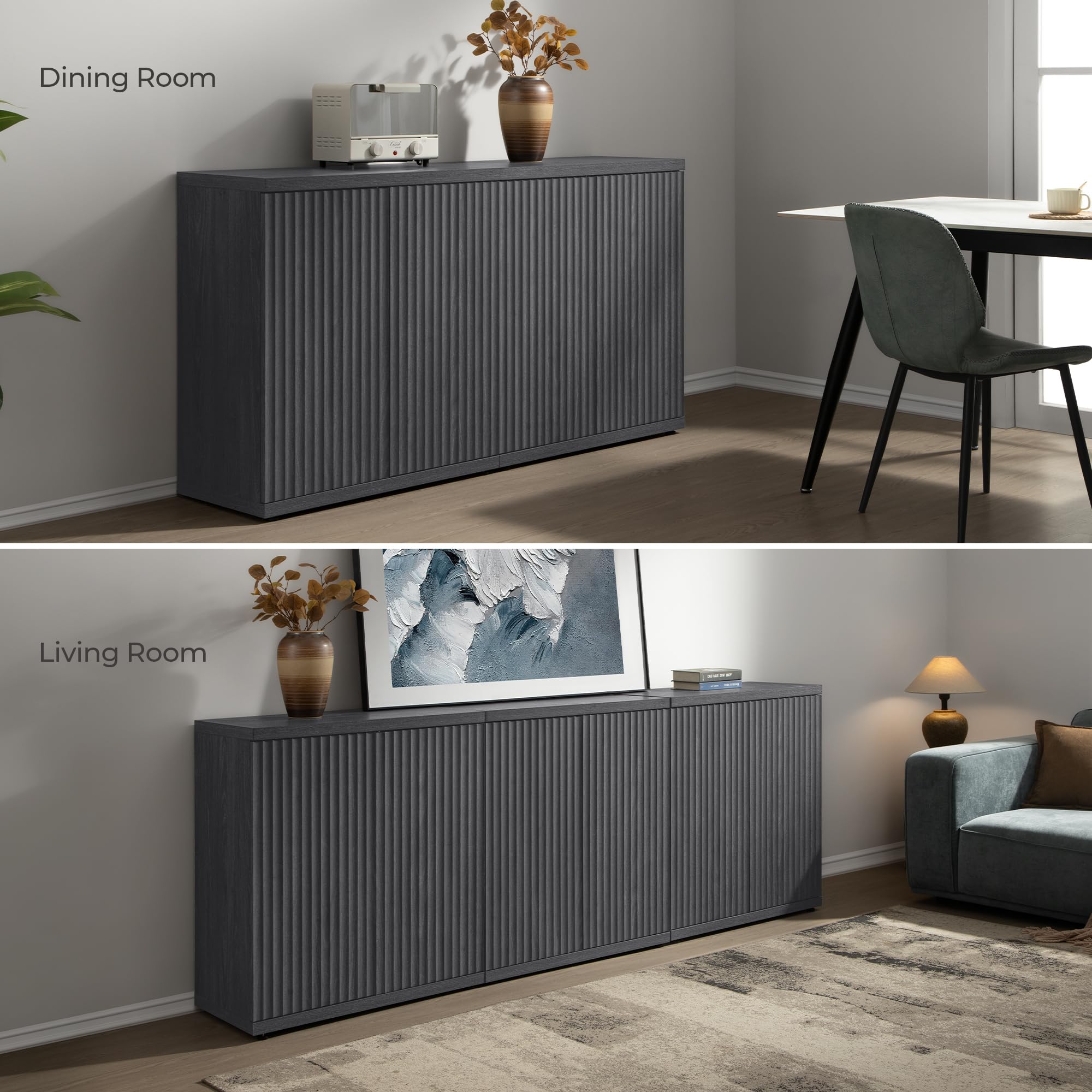 SICOTAS Buffet Cabinet with Storage Accent Sideboard 15.6" x 30.9" x 34.1" Size Modern Credenza with Doors & Shelves Fluted Media Console Mid Century Coffee Bar Table for Living Room Kitchen Dining Room Hallway, Durable SICOTAS Buffet Cabinet with Storage Accent Sideboard 15.6" x 30.9" x 34.1" Size Modern Credenza with Doors & Shelves Fluted Media Console Mid Century Coffee Bar Table for Living Room Kitchen Dining Room Hallway, Durable