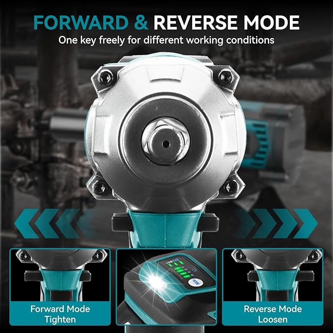 Yofidra 1200N.M Torque Brushless Electric Impact Wrench 1/2 Inch Cordless Screwdriver for Makita 18V Battery Hardware with Heavy Duty Handle Portable Power Tools