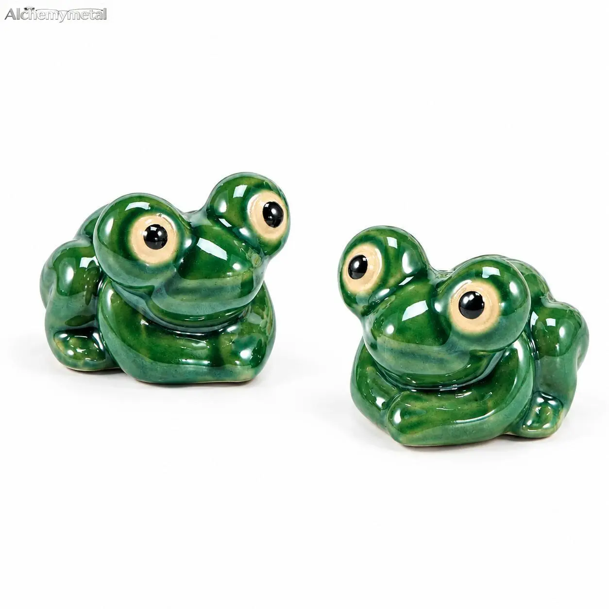 2-Pack Cute Big Eye Frog Shiwan Ceramic Figurines, Bonsai Fish Tank Decor, Rockery Ornament Accessory, 6x4x4.5cm, ceramic frog figurine, cute frog decor, aquarium decor, fish tank ornament, bonsai decor, fairy garden accessory outdoor recreation