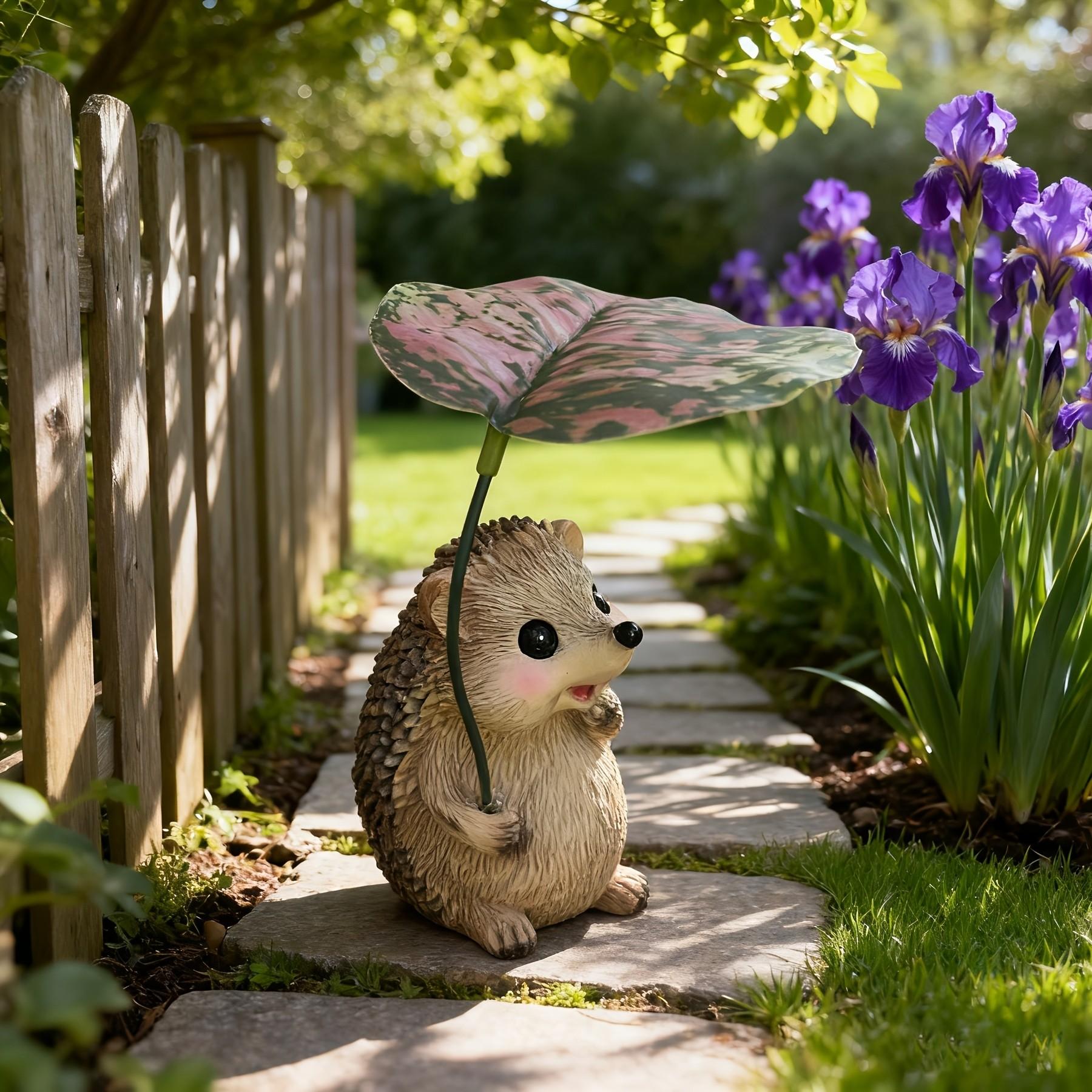 Resin Hedgehog Statue, Charming Garden Ornament for Outdoor Patio Lawn Bonsai Decor, Durable Animal Figurine, Ideal Gift for Garden Lovers