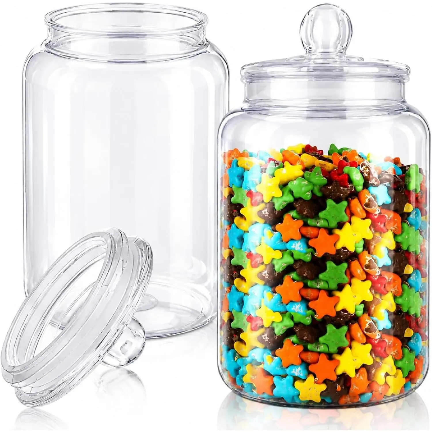 2 Pcs 1 Gallon Candy Jar Plastic Jars with Lids Decorative Cookie Jar Candy Buffet Containers Clear Airtight Food Storage Canister Home Decor Centerpiece Candy Cookies Storage （128oz）
