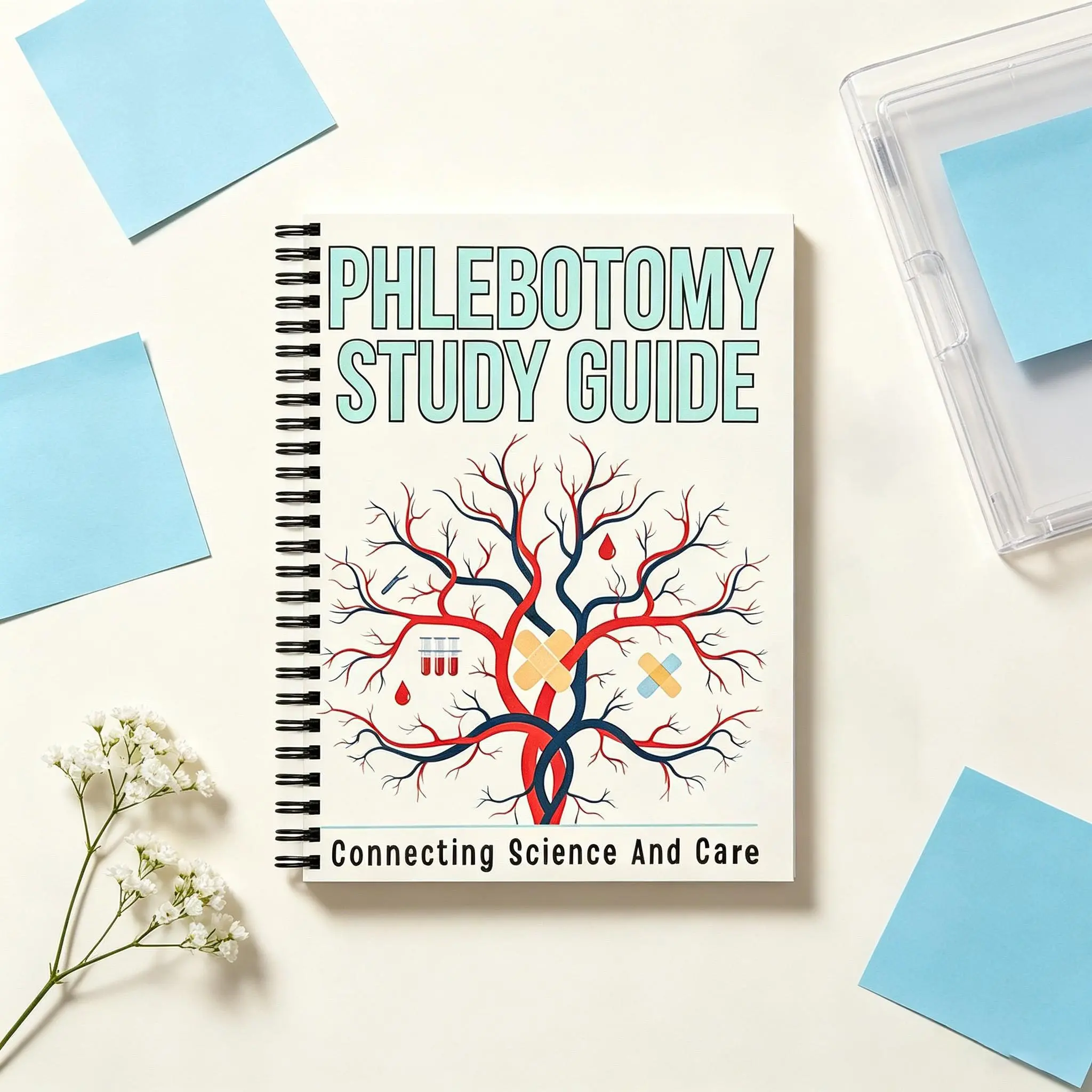 Phlebotomy Study Notebook, Blood Draw & Nursing Aid, Lab Tech Study Guide, 100 Pages, Essential Tool for Medical Students, Care