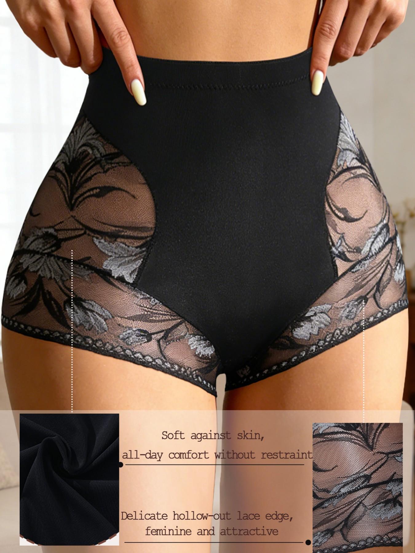 1Pc Seamless High Waist Shaping Panties Women's Lace Tummy Control Panty Slimming Waist Trainer Sheath Flat Belly Underwear Butt Lifting Shapewear