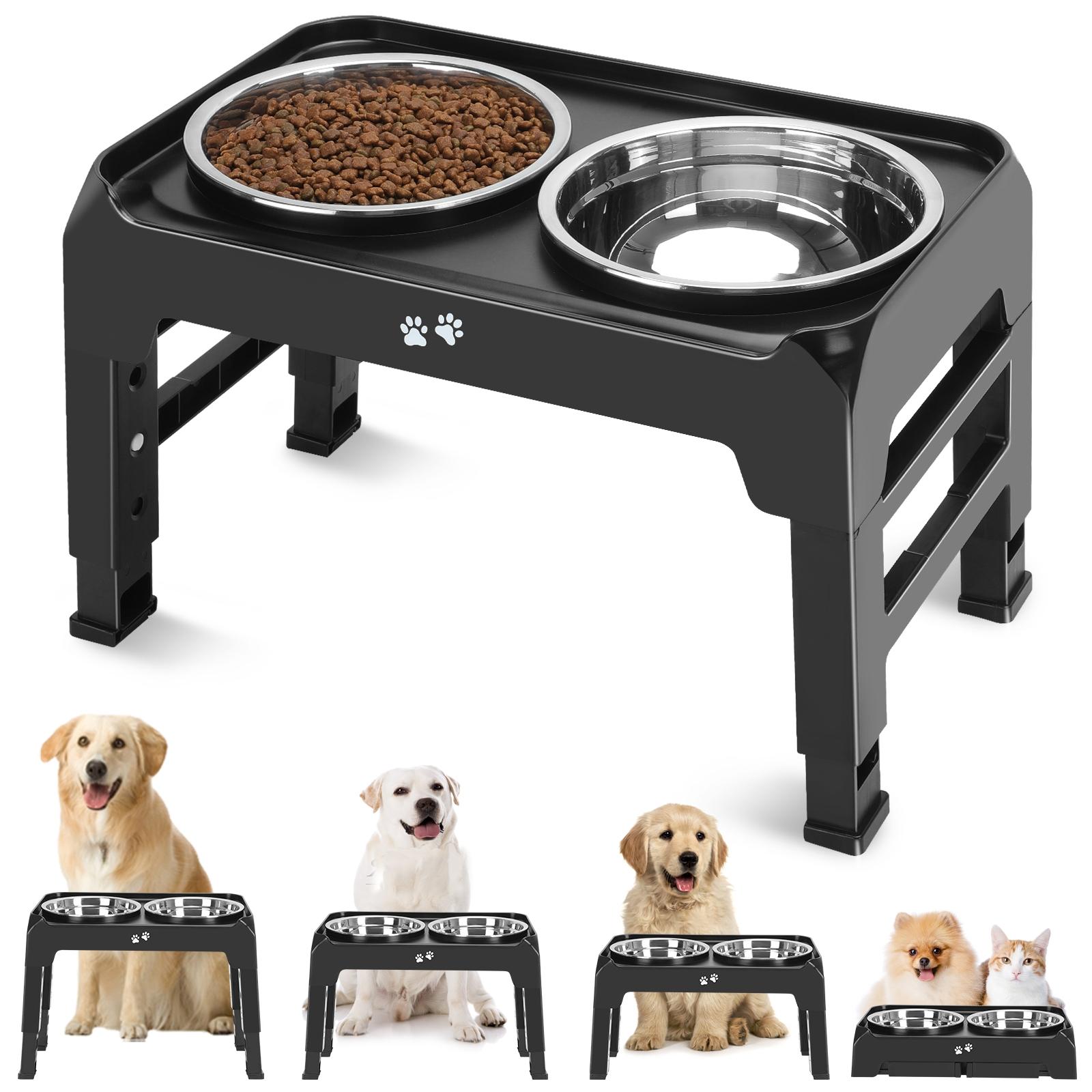 Elevated Dog Bowls, 4 Height Adjustable Raised Dog Bowl Stand with 2 Thick 50oz Stainless Steel Dog Food Bowls Non-Slip Dog Feeder for Large Medium Dogs Adjusts to 3.7", 9.2", 10.75", 12.36" Black, Grey, Light Brownish Gray Elevated Dog Bowls, 4 Height Adjustable Raised Dog Bowl Stand with 2 Thick 50oz Stainless Steel Dog Food Bowls Non-Slip Dog Feeder for Large Medium Dogs Adjusts to 3.7", 9.2", 10.75", 12.36" Black, Grey, Light Brownish Gray