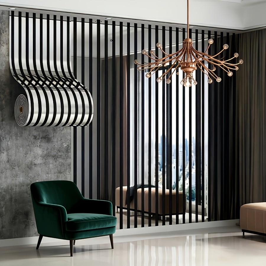 1 Roll 2.8mm Thick Gold Foil Grid Stripe Wallpaper, Mirror Surface 3D Peel and Stick Wall Sticker, Modern Luxury Wall Decor for Living Room Bedroom Office Meeting Room