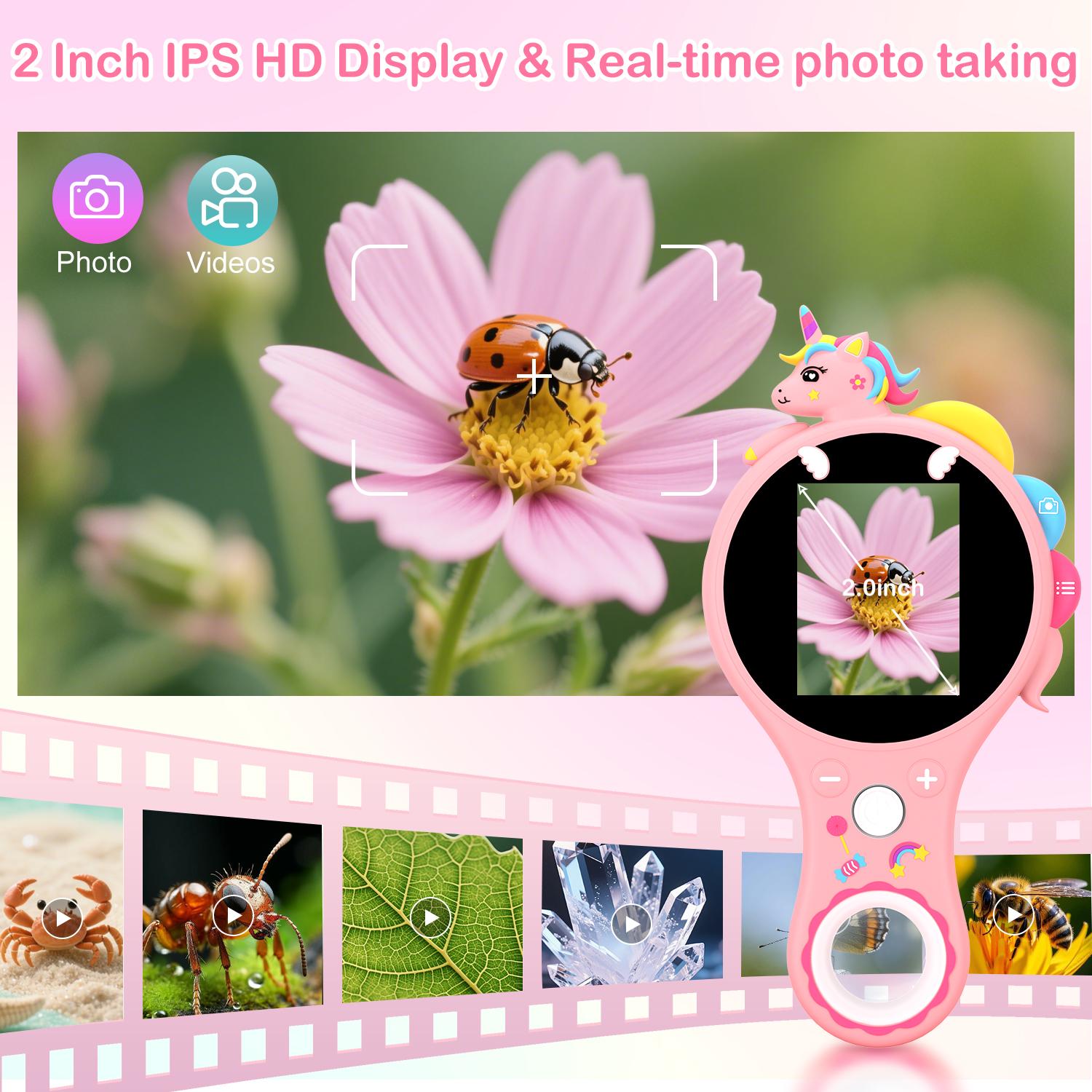 Kids Microscope Handheld Digital Microscope Portable Mini USB Microscope Camera for Science Education Fun Birthday Gift