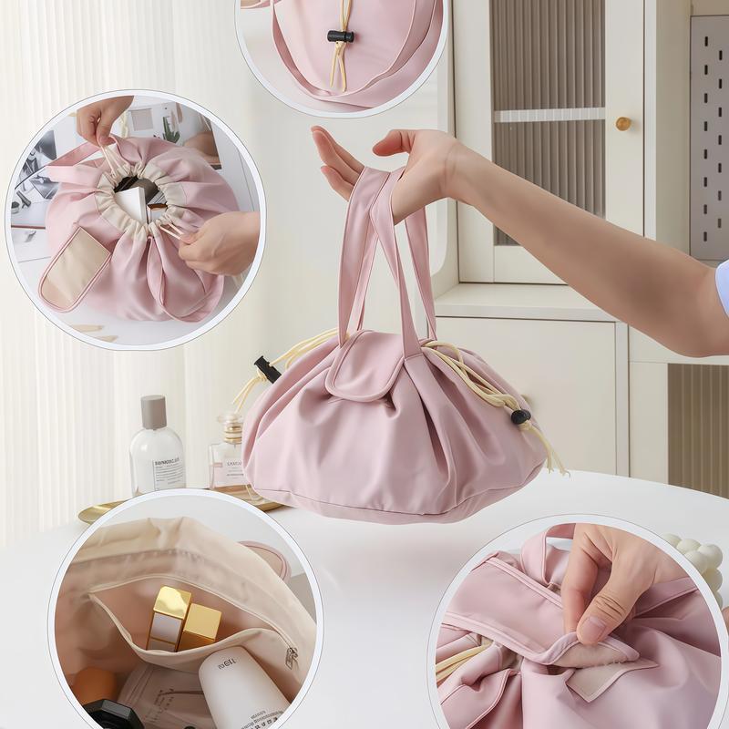 Drawstring Makeup Bag, Waterproof Large Capacity Cosmetic Organizer, Portable Travel Makeup Storage Bag for Women & Girls