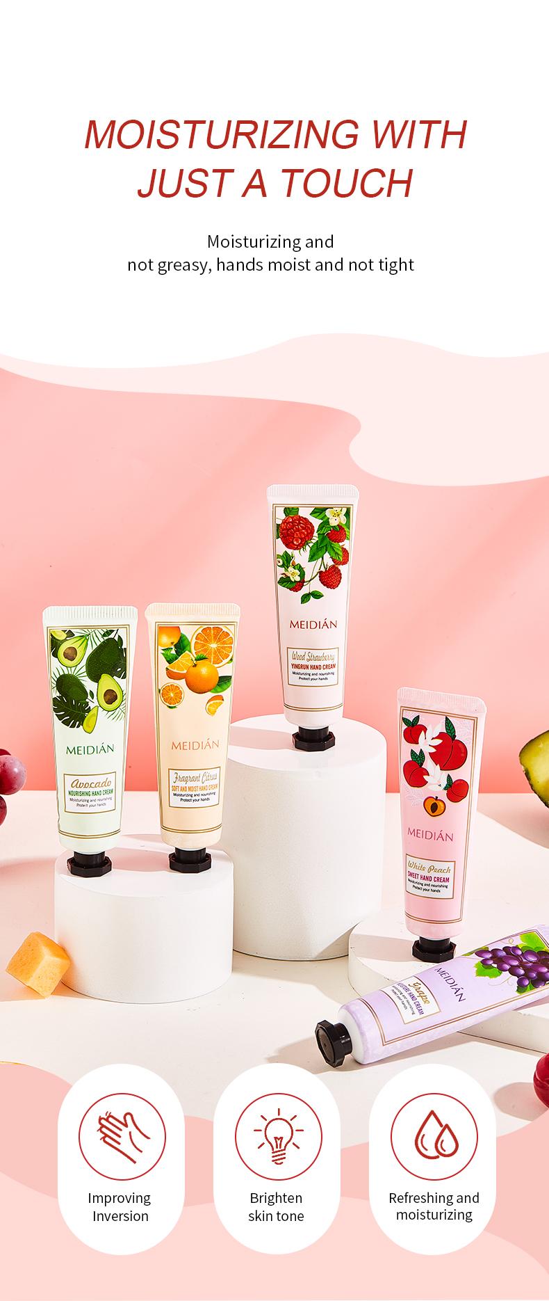 Fruit-scented hand cream -5 kinds of fruit flavors, moisturizing hand cream, deep moisturizing, convenient to carry