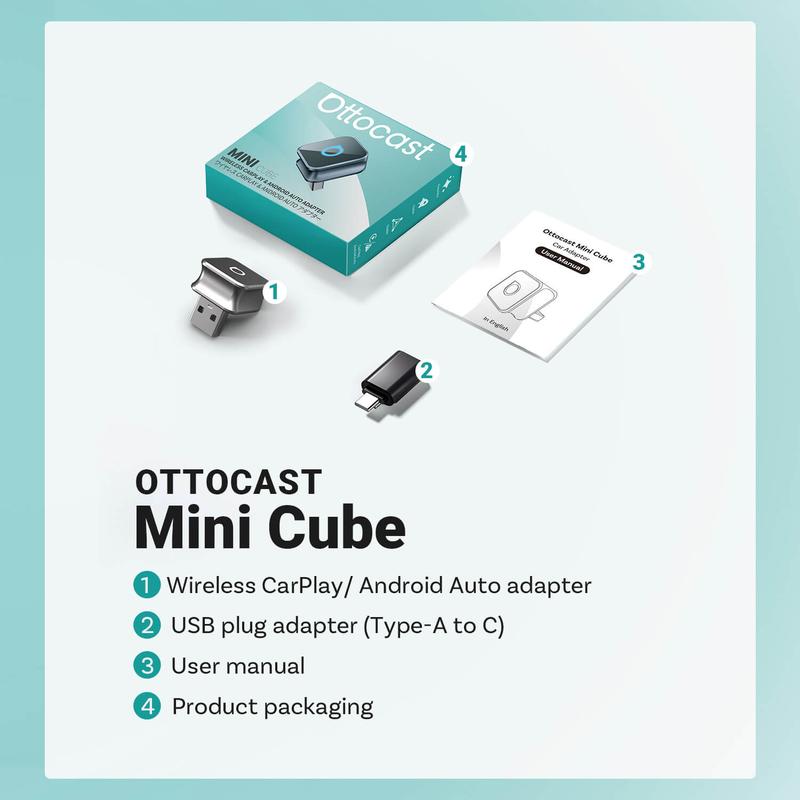 Ottocast Mini Cube 4.0 Wireless CarPlay/Android Auto Adapter