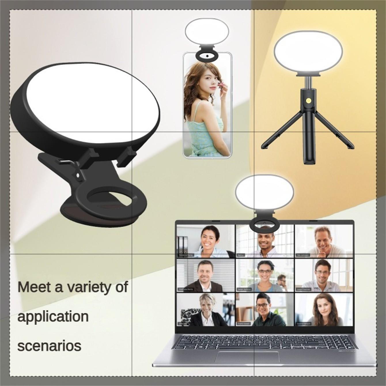 Portable Round Phone Clip Light, Adjustable Three-Color LED Lamp for Phones, Cameras, Laptops, Mini Photography Lighting