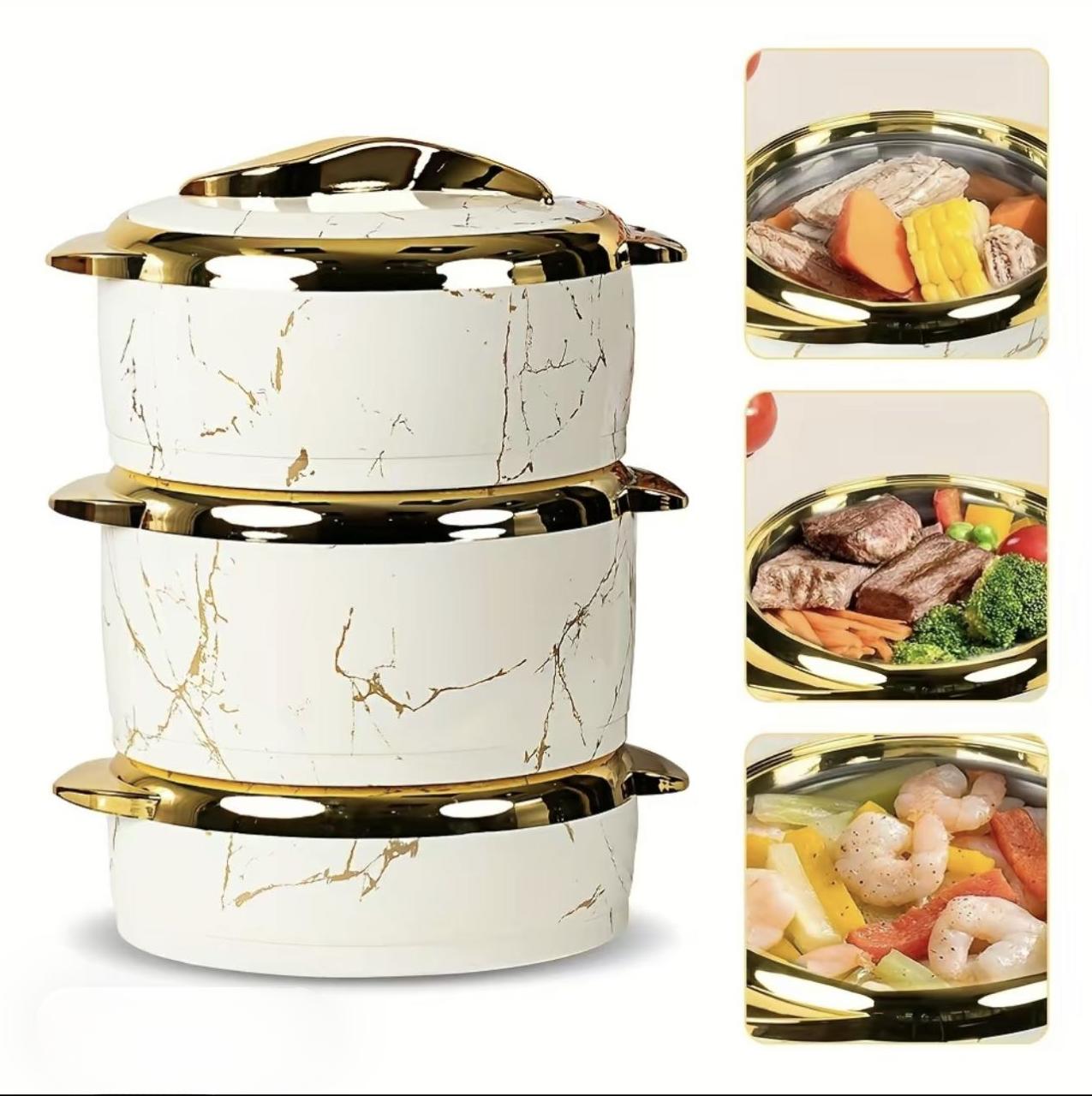 3PCS Insulated Thermal Serving Bowl Set, Stainless Steel Casserole Dish with Lids Keep Food Warm Cold