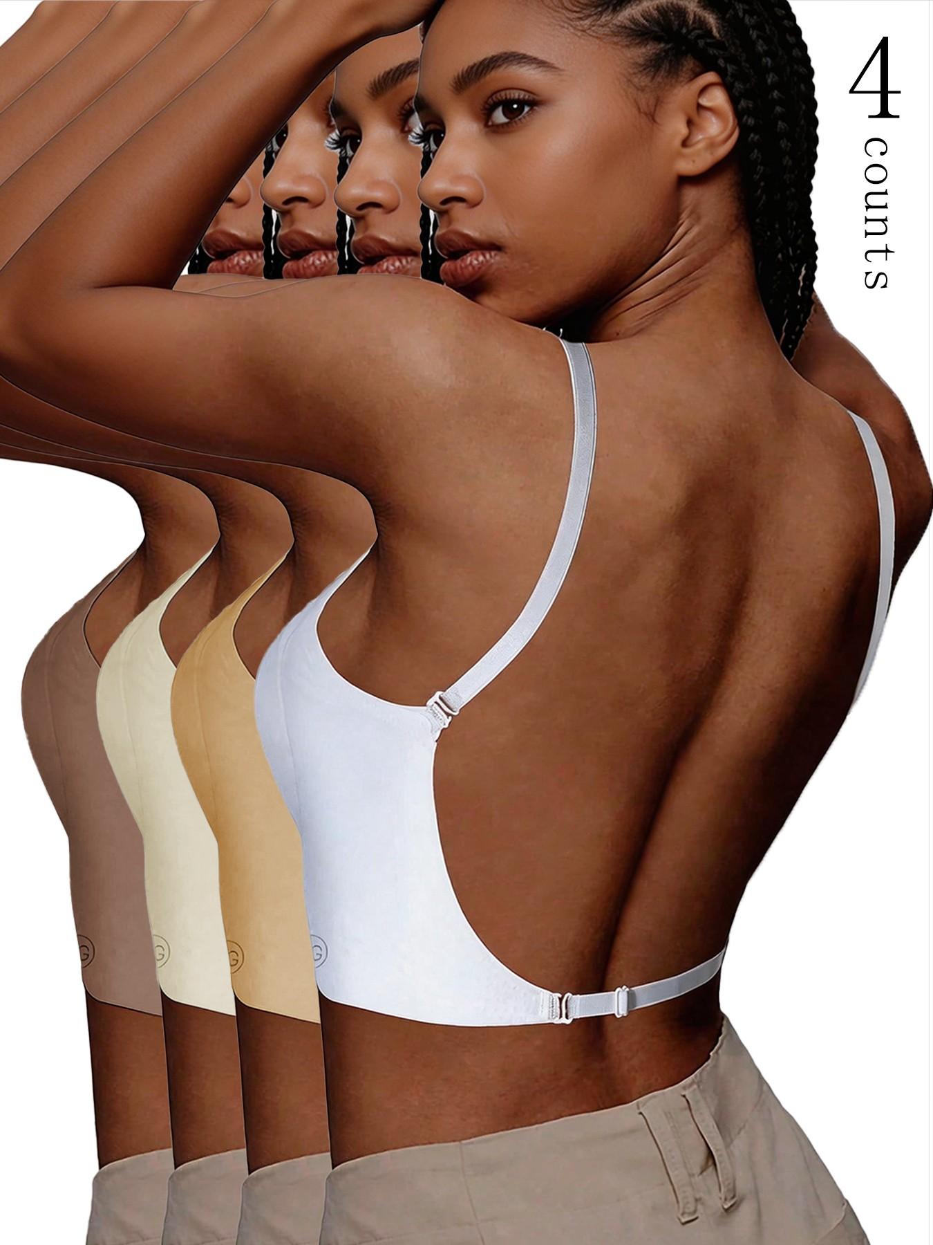Women's Seamless Backless Bra, Multi-Strap Convertible Strap Wireless Push-Up Basic Underwear Bra, Suitable for Wedding Dresses and Party Gowns
