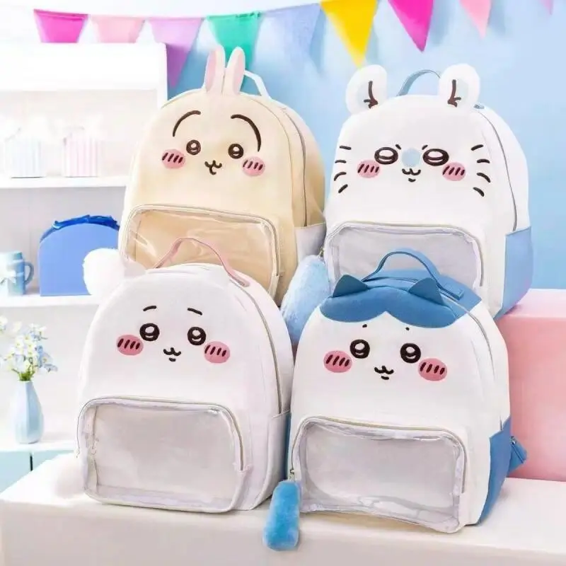 2026 new hot item Kawaii Chiikawa Ita Bag Backpack Hachiware Usagi Clear Window Rucksack Large Capacity Student School Bag Anime Shoulder Bag