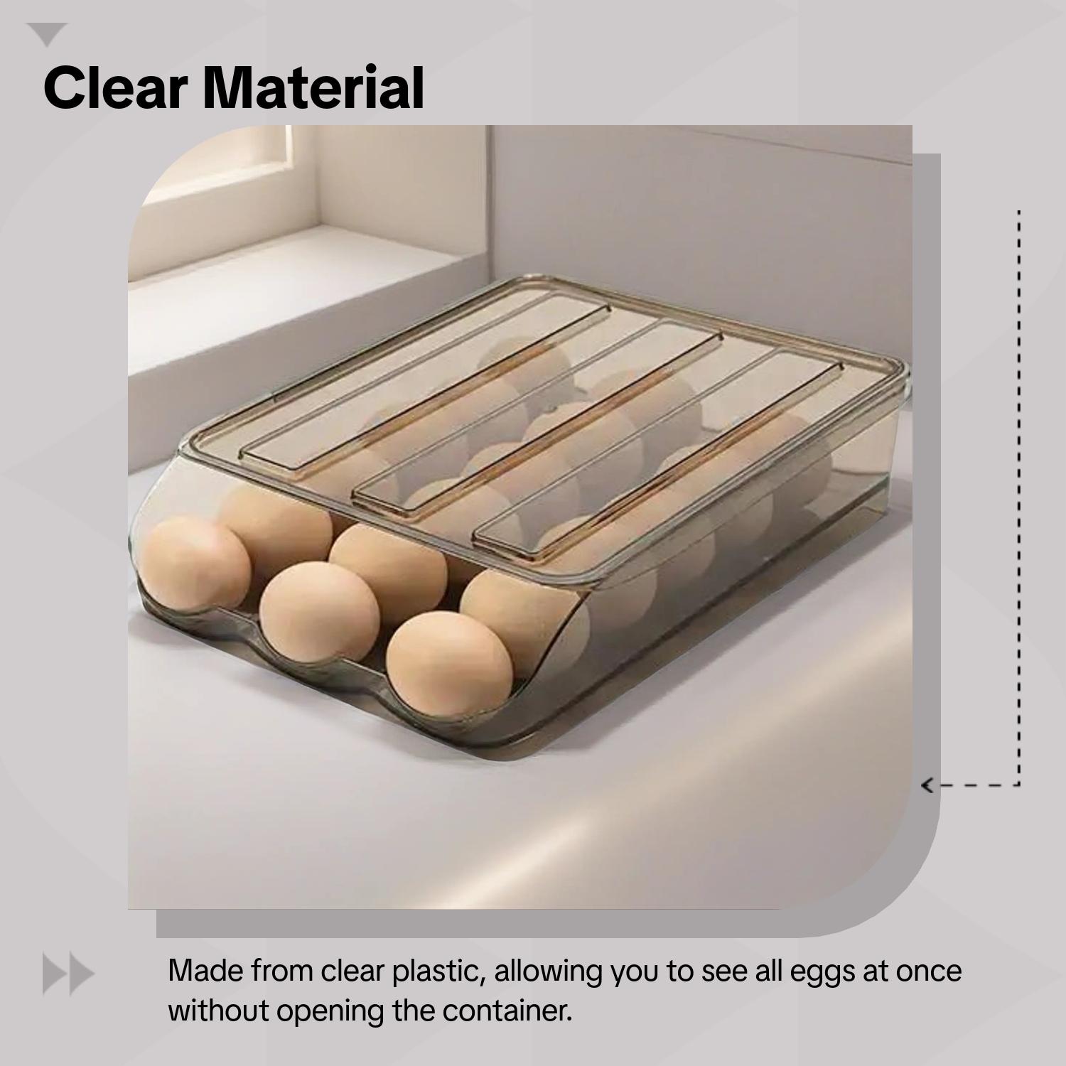Transparent Multi-Layer Egg Storage Box, Refrigerator Slide-Type Egg Roller, Fresh-Keeper Design, Ideal for Organized Kitchen Use, Refrigerator Egg Organizer
