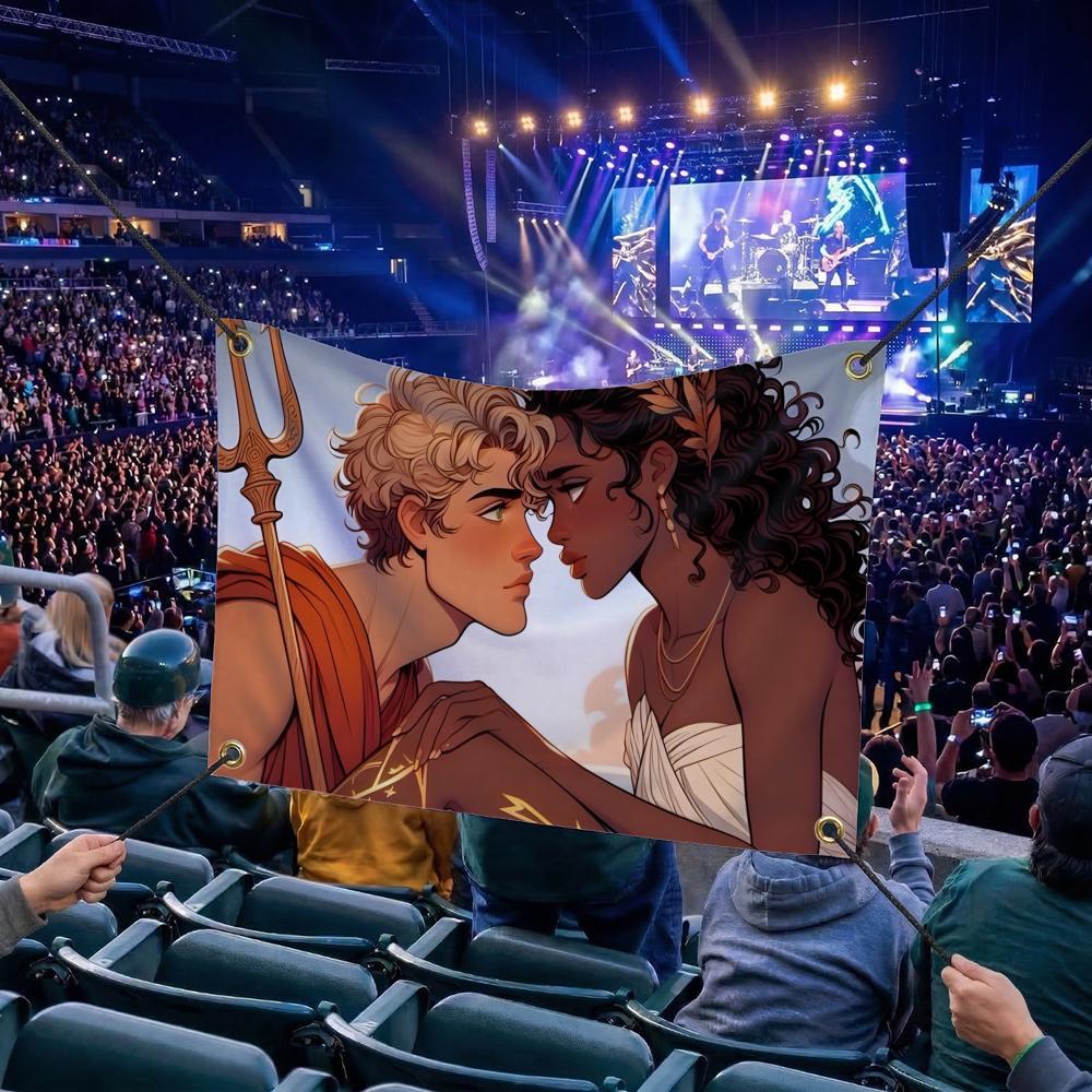 P-Percy Jackson MOVIE Flags Multi Size Atmosphere Flag, Cheerleading Hand Pulled Banner, Portable Outdoor Event Flag & Wall Decor for Sports, Parties, Home and Room Decoration