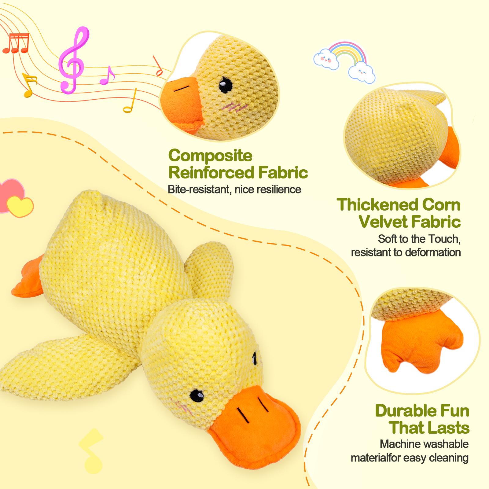 Dono Squeaky Dog Chew Toy，2025 New Interactive Duck Toy with Quack Sound for Dogs Teeth, Soft Stuffed.The perfect, durable companion for dogs of all breeds and sizes.(Yellow)