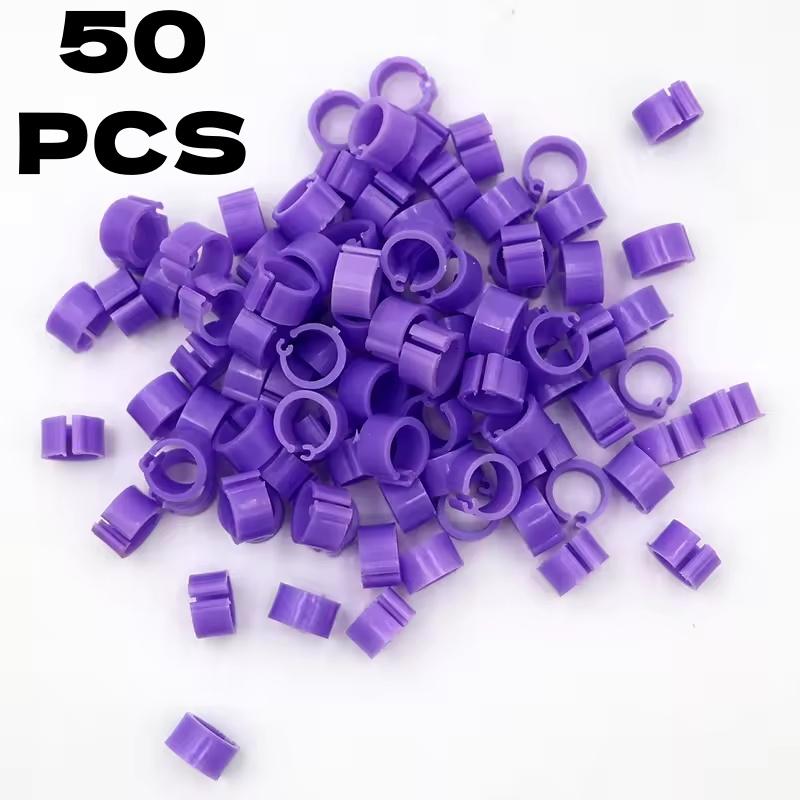 Colorful Parrot Pigeon Foot Rings Set of 50, No-Word Identifier Bands, Bird Training Tools, Plastic Anti-Drop Feet Clips, Pet Bird Accessories