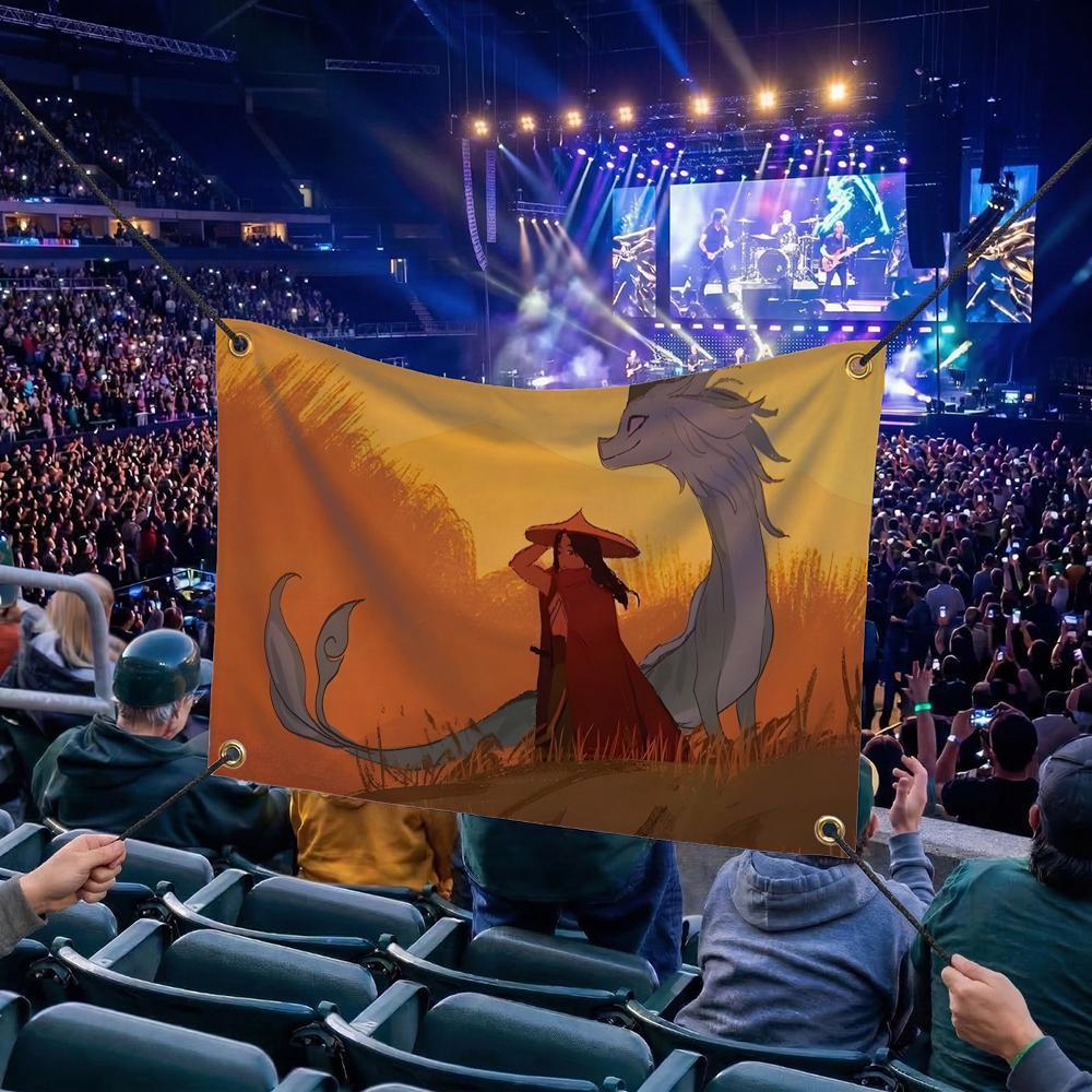 R-Raya and the Last Dragon CARTOON Flags Multi Size Atmosphere Flag, Cheerleading Hand Pulled Banner, Portable Outdoor Event Flag & Wall Decor for Sports, Parties, Home and Room Decoration