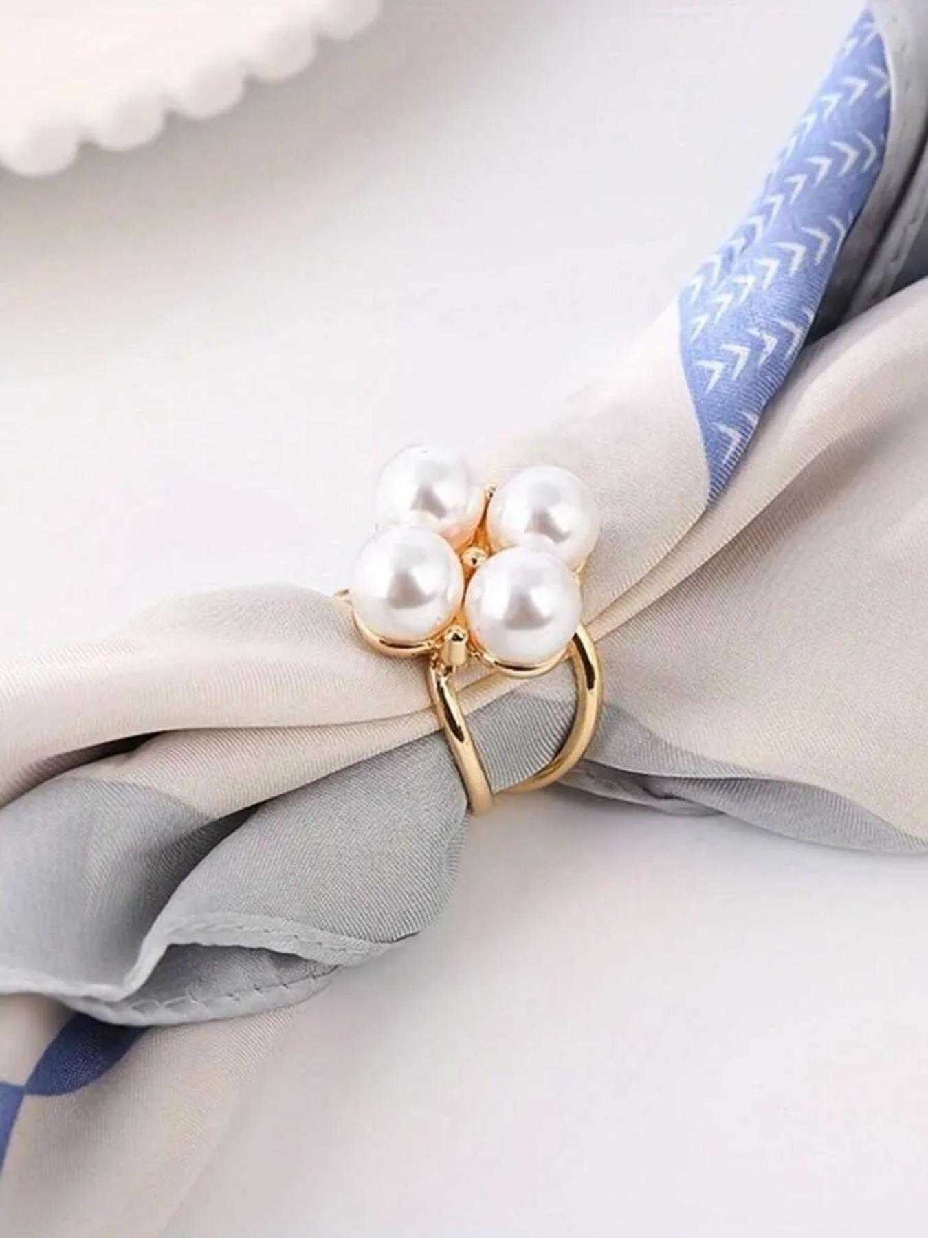 Elegant Faux Pearl Scarf Clips Set, Versatile Design for Daily Wear, Perfect Accessory for Women, Pack of Three