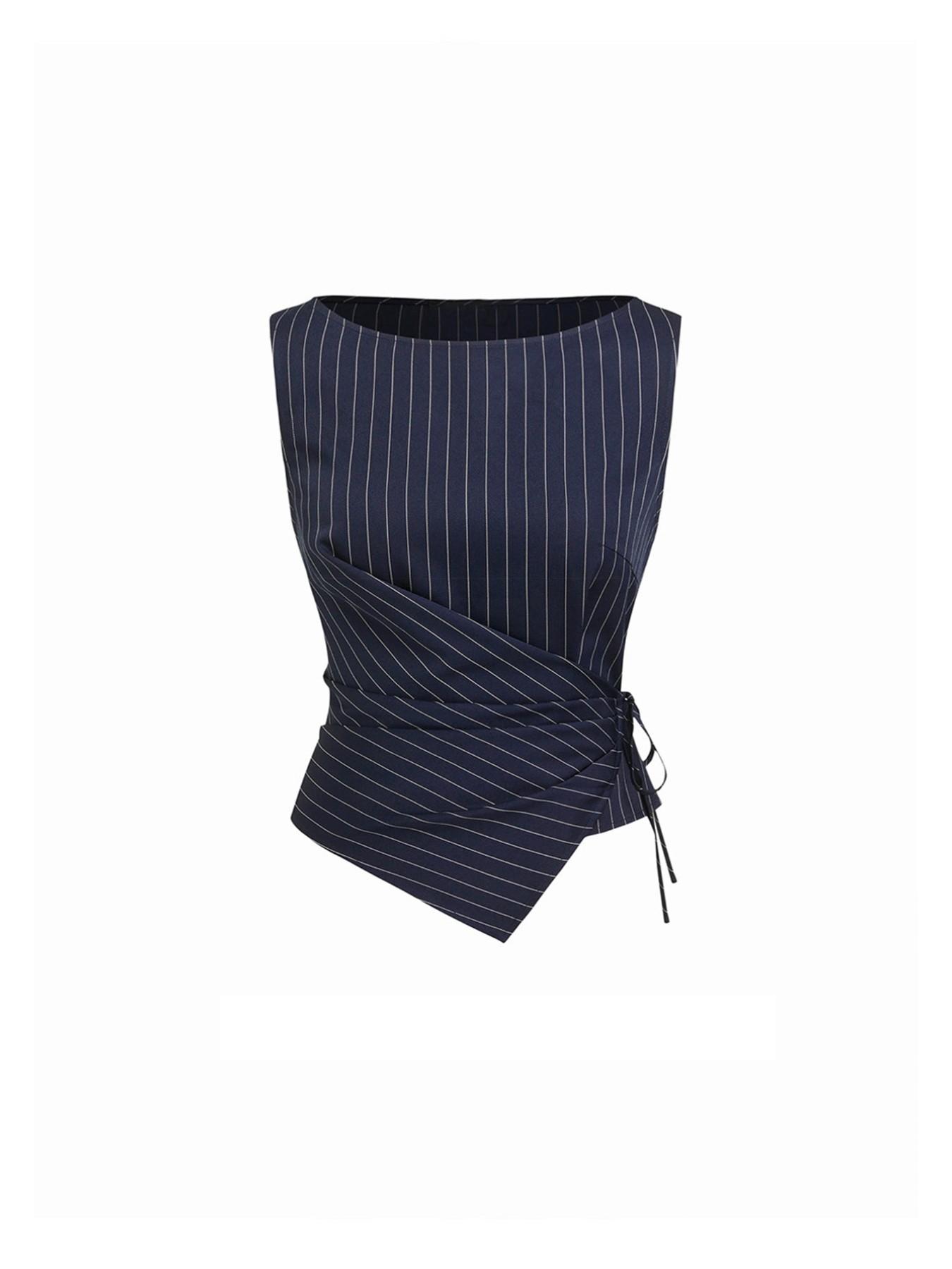 Women's Striped Strapless Tie-Back Vest Top and Straight Leg Pants Set, Corporate Outfits Women, Elegant Slim-Fitting Outer Vest Suit for All Seasons