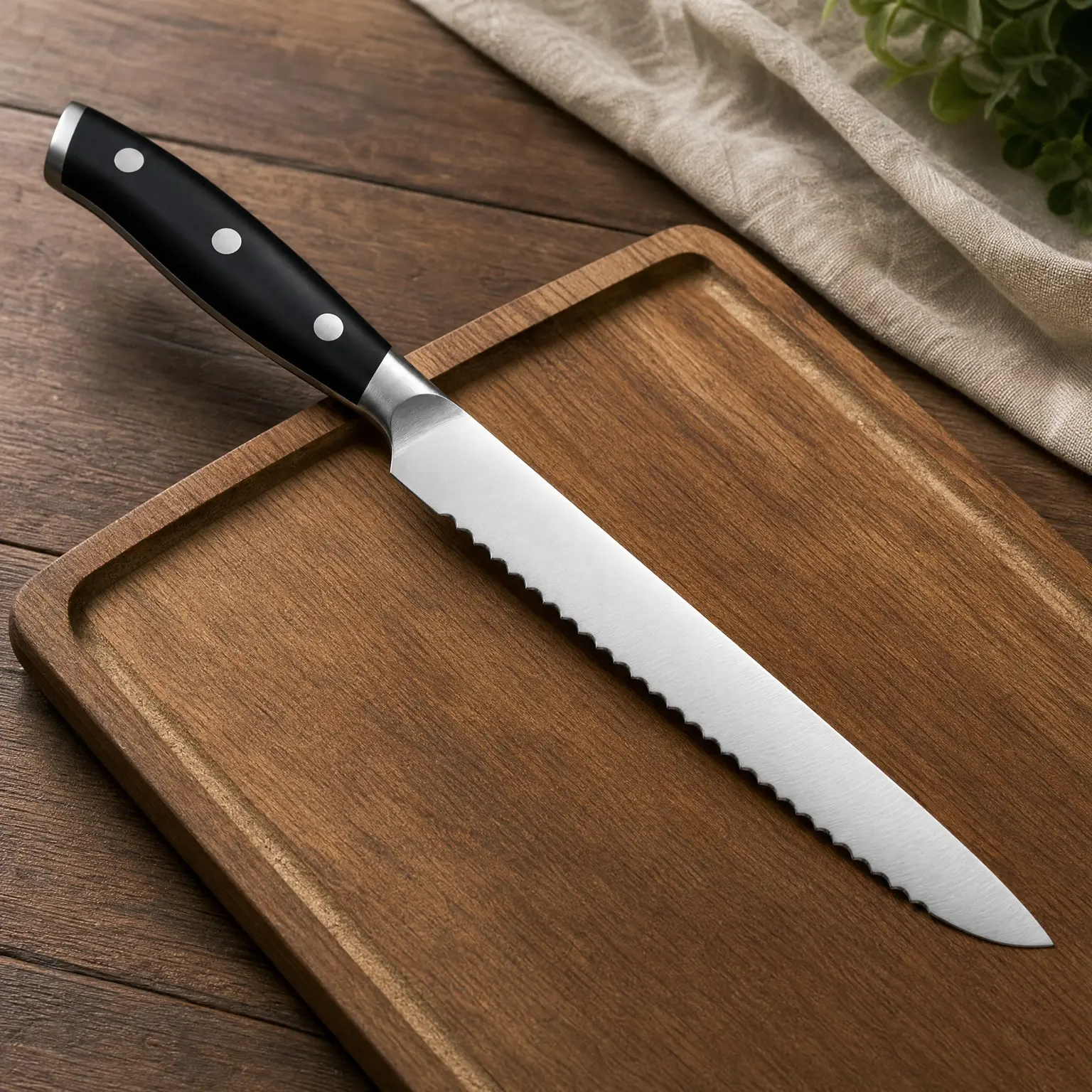 6 Inch Serrated Utility Knife for Bread and Tomato (Black) - High Carbon German Steel, Full Tang, Ultra-Sharp Serrated Edge, Rust-Resistant, Ergonomic ABS Handle, Versatile Clean CuttingGift
