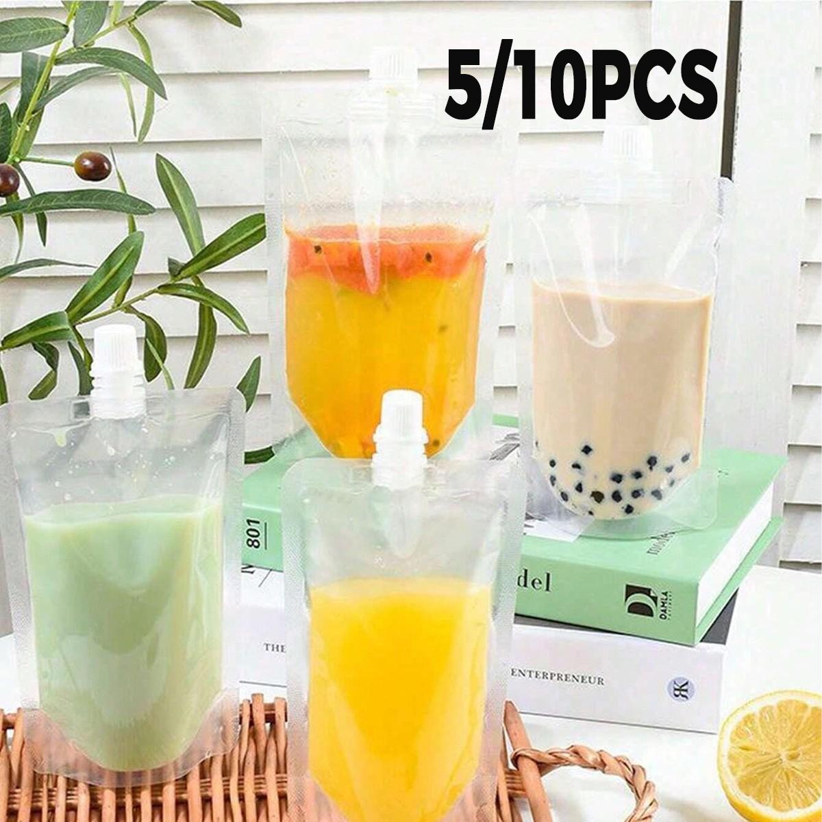 10-Pack Reusable Hidden Plastic Drink Bags, Leak-Proof Storage Pouches, Transparent Plastic Bags, Ideal for Beverages, Yogurt, Travel Use