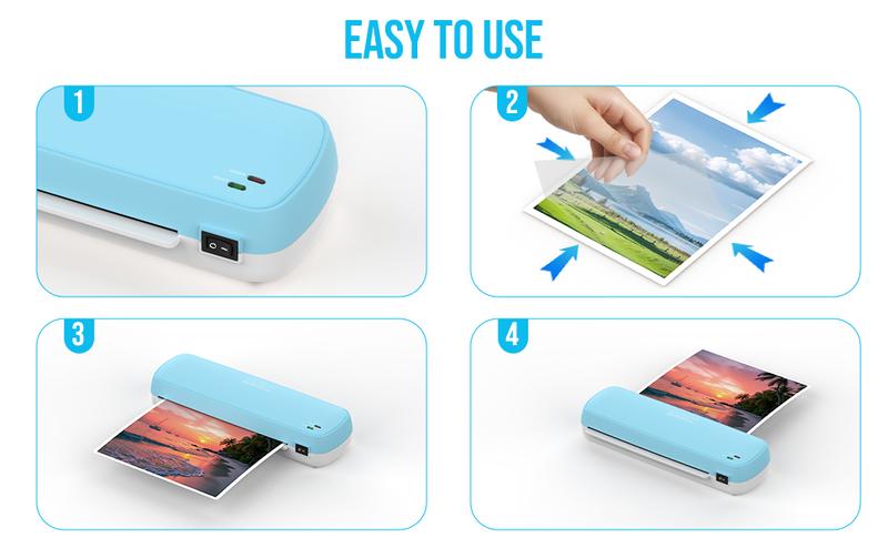 Laminator Machine with 10 Sheets - Fast Warm-Up for A4/A5/A6 Documents & Photos - Office, School, Home Use - Teacher Supplies & Organization Essentials (Color Preservation Technology)