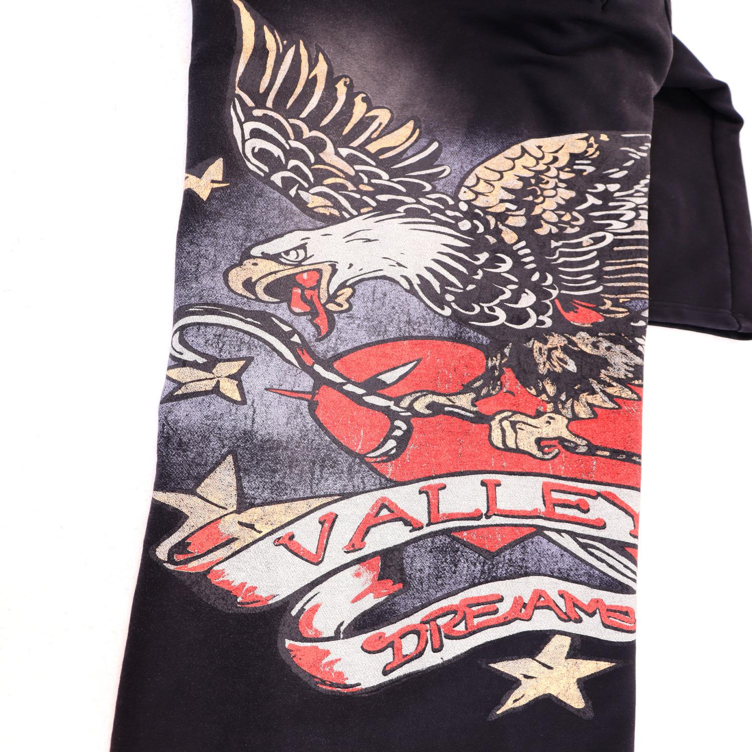 Mens Valley Dreams Hoodie Sweatpants Set Real Streetwear Energy Oversized Fit Heavy Graphic Flame Eagle Drip Washed Look Matching Tracksuit Hoodie Joggers Combo Built For Daily Flex Chill Days Night Moves City Wear Hip Hop Vibe Loud Prints Baggy Fit Comfy