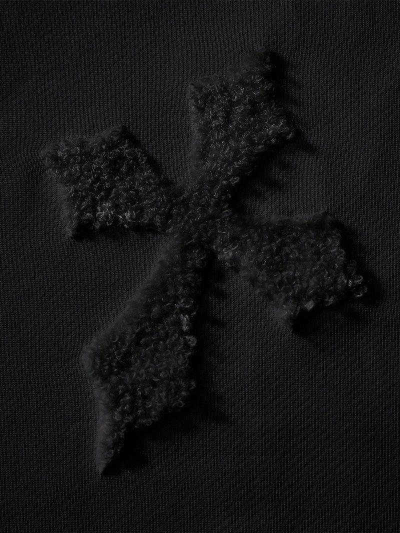 Men's Cross Stitch Embroidered Solid Color Round Neck T-Shirt, Casual Fit Streetwear, Casual Fitted Long Sleeve Top for All Seasons, Sporty College Style