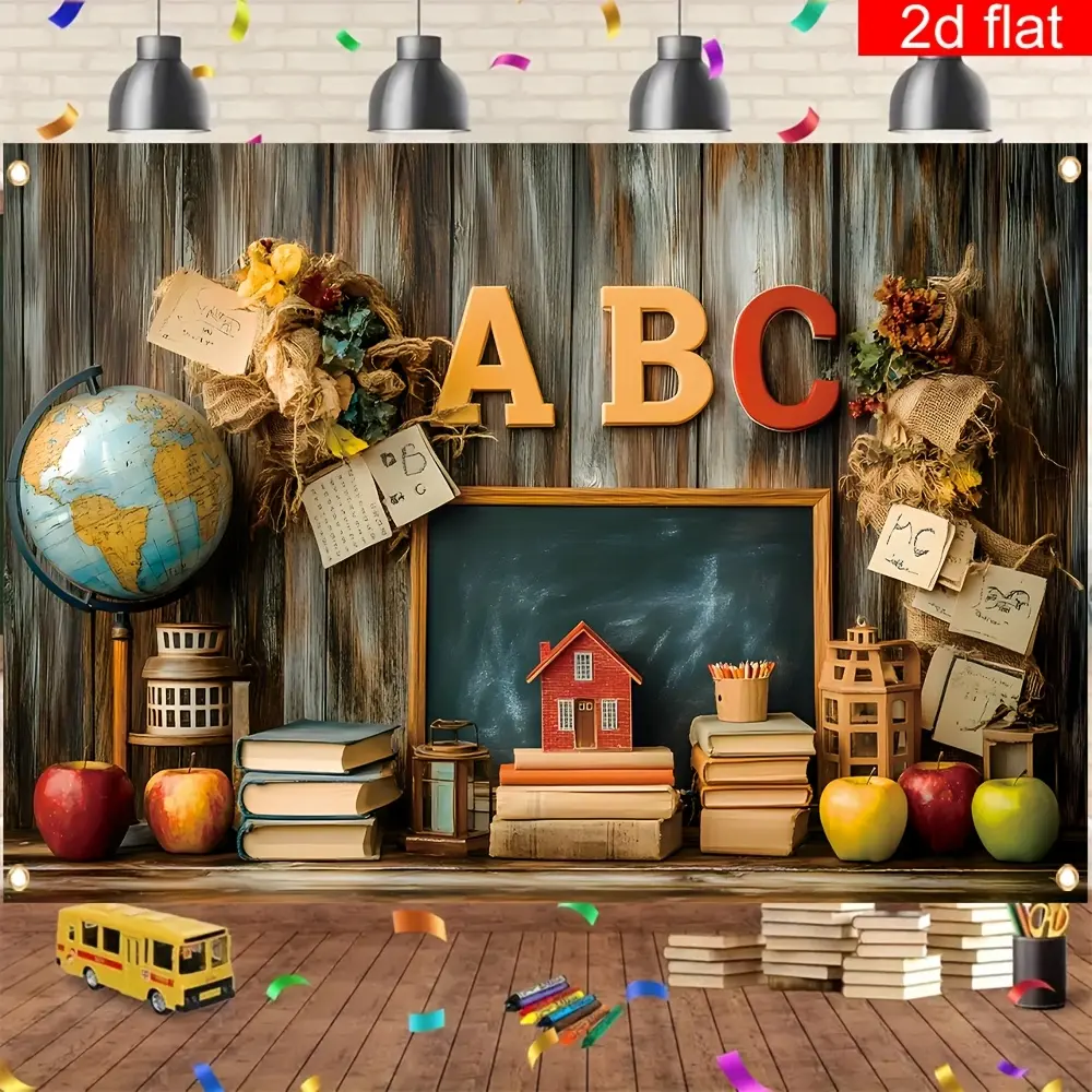Welcome Back to School Party Tapestry First Day of School, Polyester, Suitable for School Teacher Wall Living Room Outdoor Sign Decoration, Studio Portrait Photo Booth Props for Halloween,Christmas Event & Party Su