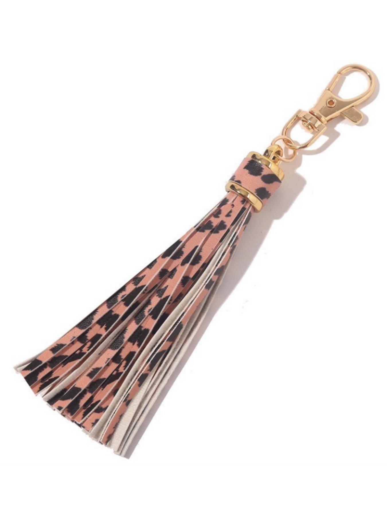 PU Leather Tassel Keychain, Silicone Bead Bracelet Keychain Accessory, Mother's Day Gift, Card Bag Charm, 1pcs