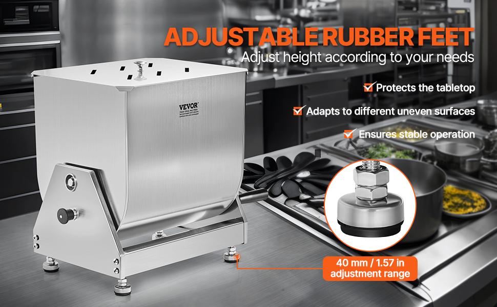 VEVOR Manual Meat Mixer, 15L Tilt Tank Meat Processing Equipment(Mixing Max 15LBS for Meat), Stainless Steel Meat Mixer, Sausage Mixer Machine with Lid Handle Gear Reducer, Ground Beef Hand Mixer