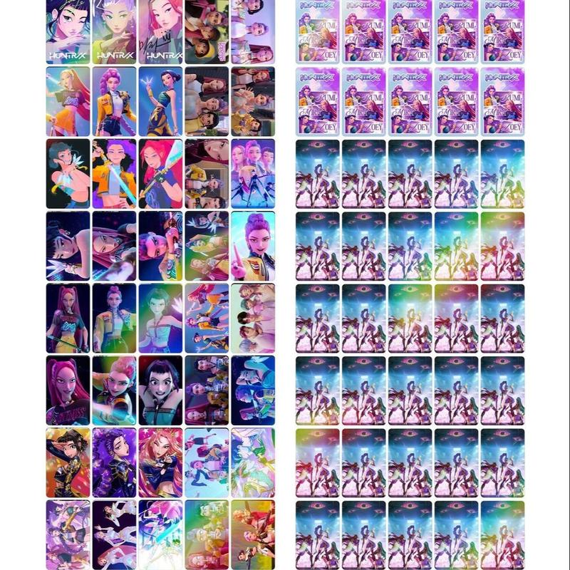 132 Pcs Kpop Anime Character Laser Photo Cards, Holographic Mini Stickers, Dual-Sided Lomo Cards, Durable Paper Material, Creative Gift Ideas