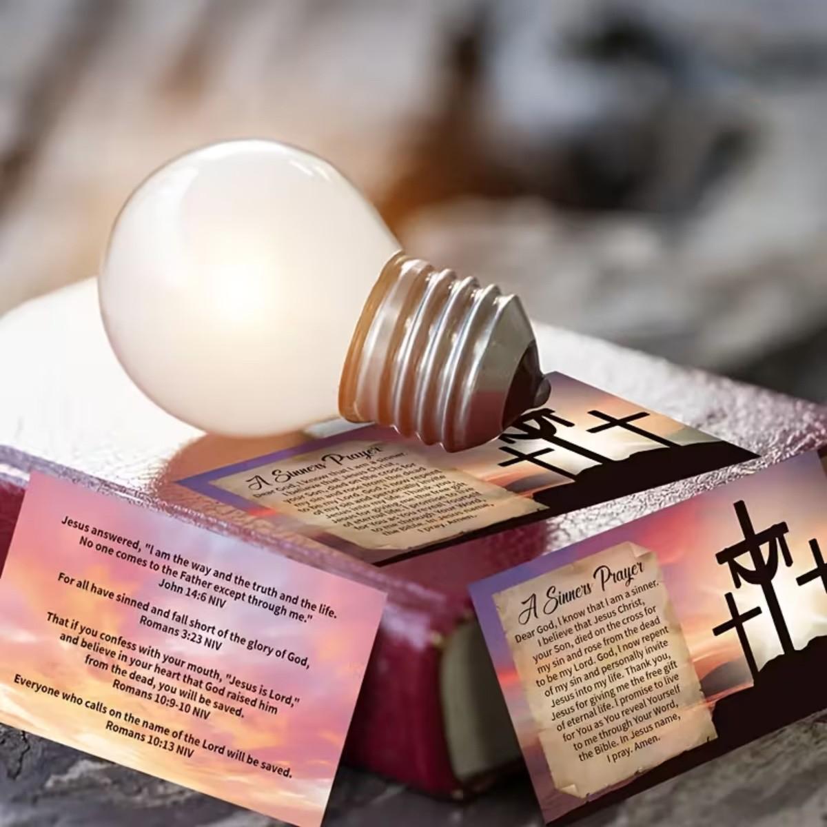 100pcs Salvation Prayer Cards / Inspirational Bible Verse Cards — Pocket-sized Gospel Tracts Cards for prayer and salvation，Suitable for Wallet Planners, Bookmarks, And Christian Gift