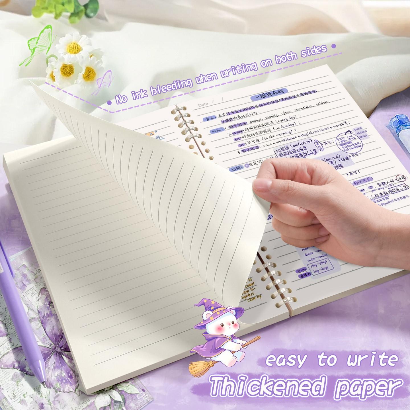 A loose-leaf notebook, Loose leaf notepad, with a beautiful butterfly design, featuring cute pink, blue butterfly covers, thick pages to prevent inkpage, suitable for detailed notes, schoolwork, and personal diaries, Spiral Notebook