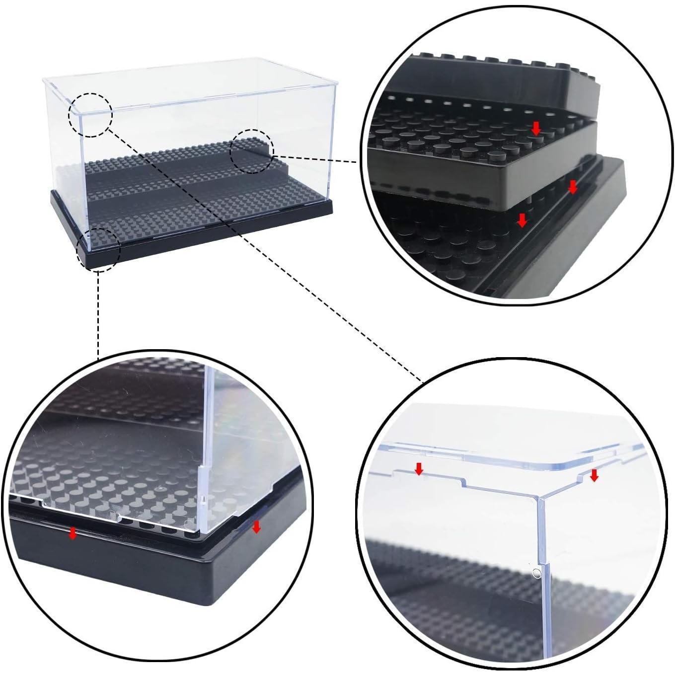 Black Minifigure Display Case - 1 Pack, Easy Assembly & Portable, Movable 3-Tier Step, Perfect Display & Storage for Action Figures & Building Blocks, Exhibition Solution for LEGO Lovers