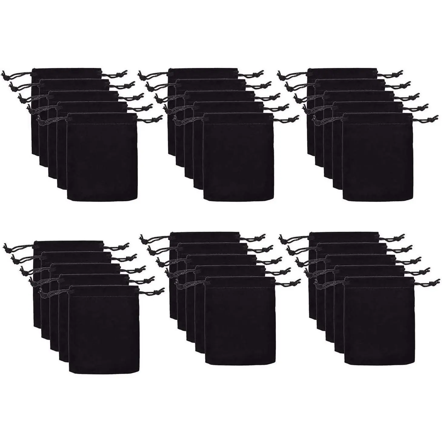 30pcs Velvet Double Drawstring Cloth Bag.Jewelry Drawstring Pouches for Small Jewelry Bracelet/Headphones Bag/Beads/Spice/Gift Bags(Black)