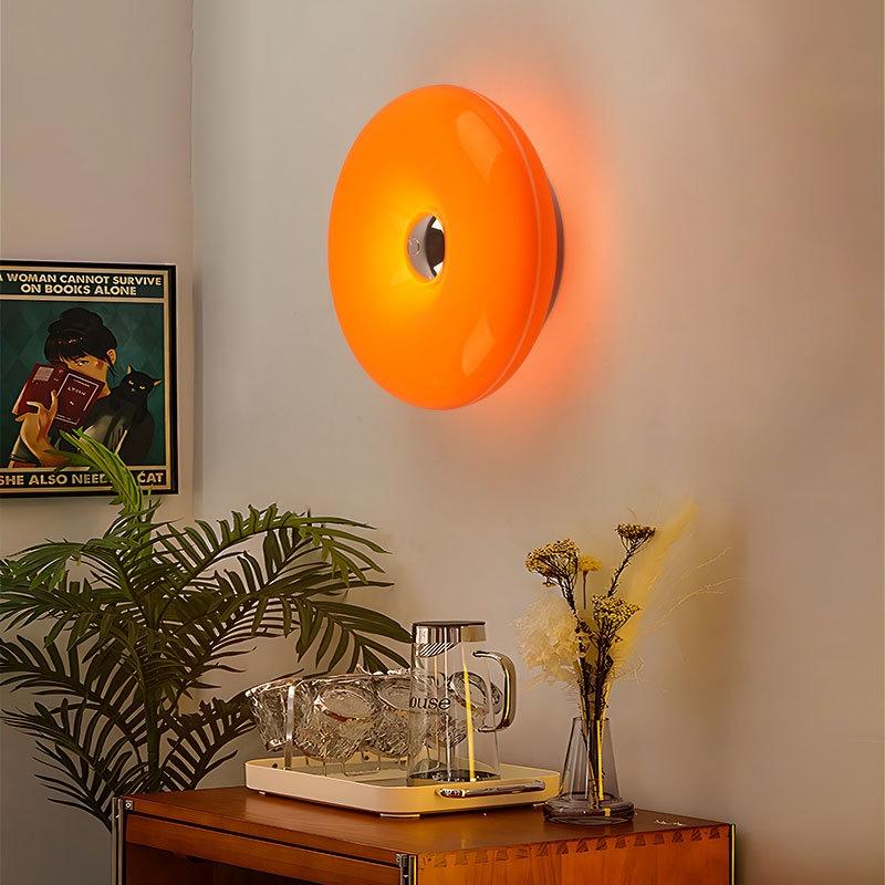 Modern Minimalist Donut Table Lamp, Rechargeable Three-Tone Dimmable RGB Wall Light, Bedroom Bedside Desk Hallway Ambiance Nightlight