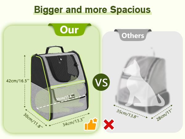 Pecute trapezoidal cat backpack, comfortable travel, well-ventilated, available in black and grey.